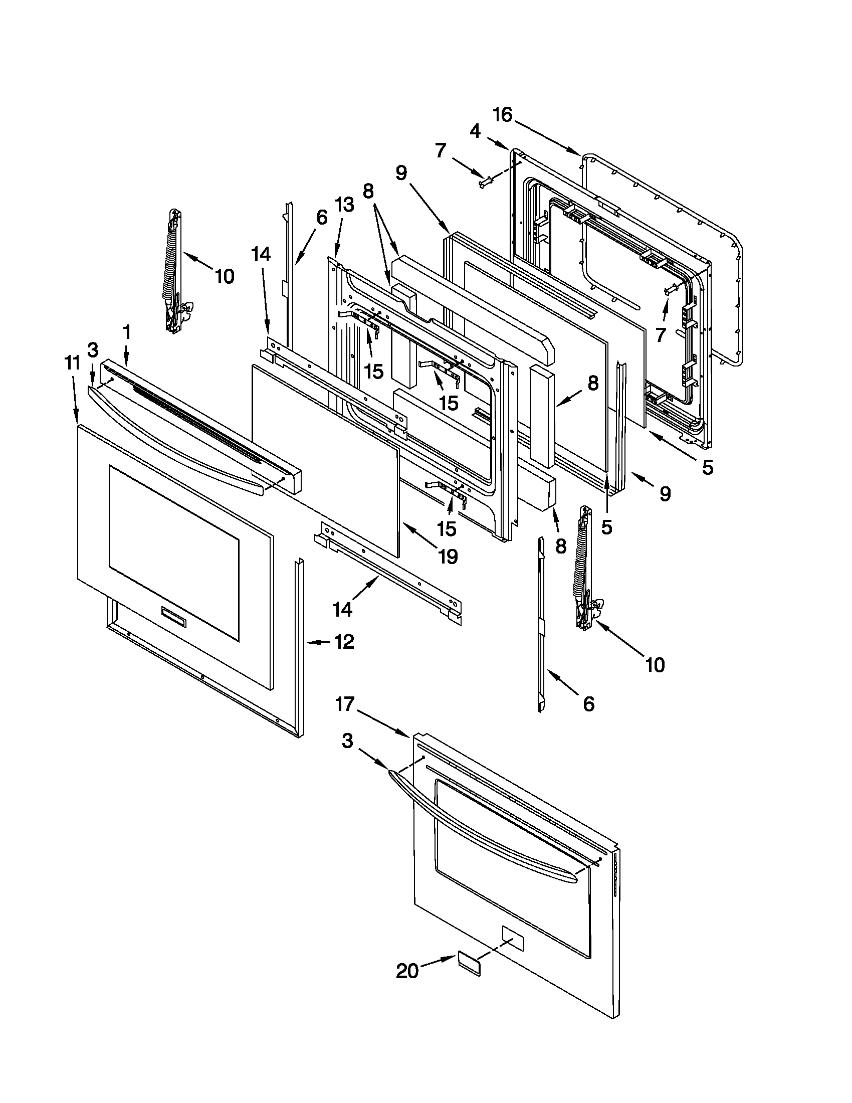 KitchenAid KGRS208XBL0 door parts diagram