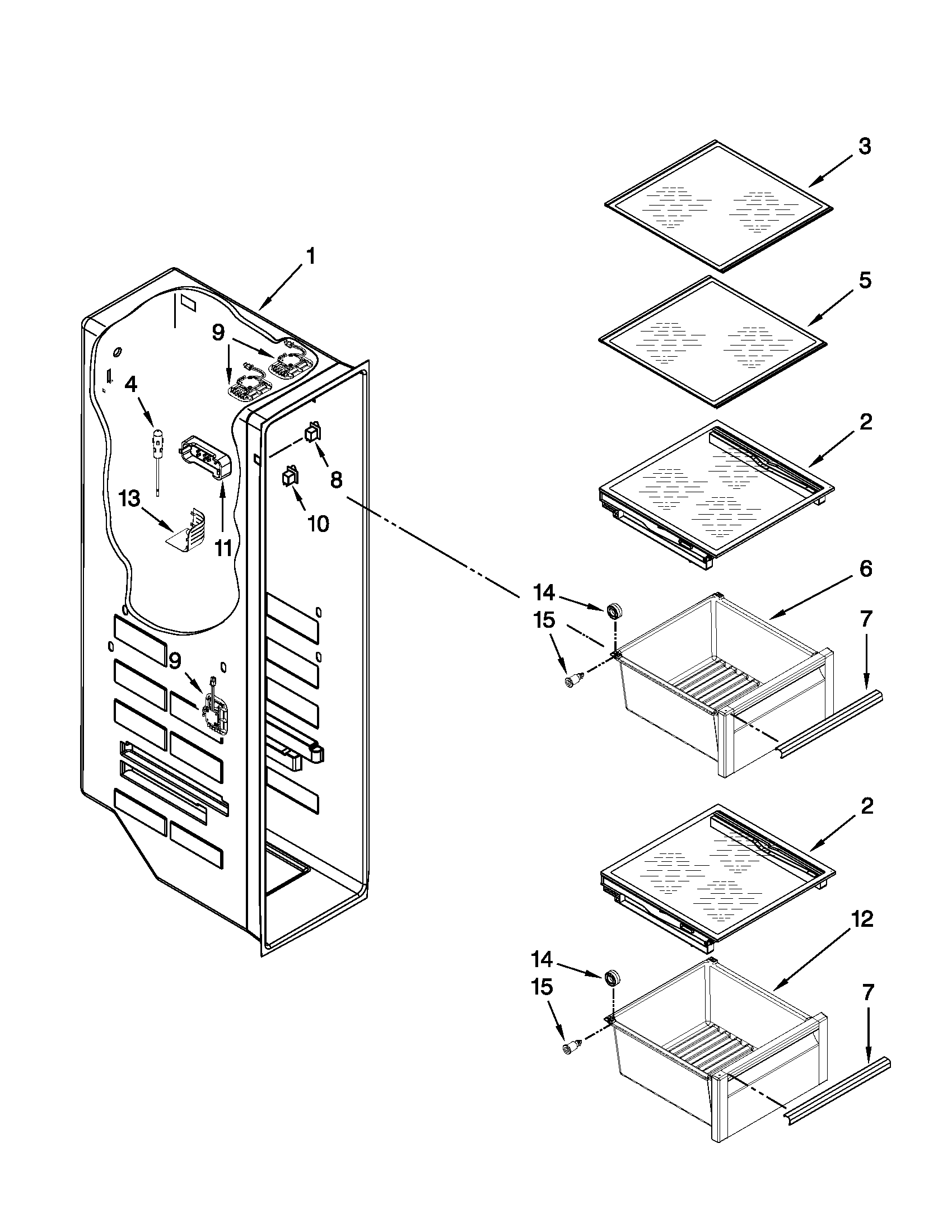 KitchenAid KSC24C8EYP00 freezer liner parts diagram