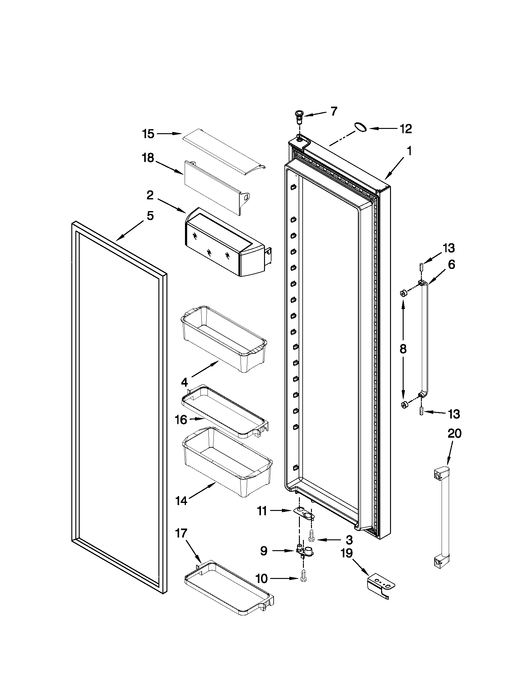 KitchenAid KSC24C8EYP00 refrigerator door parts diagram