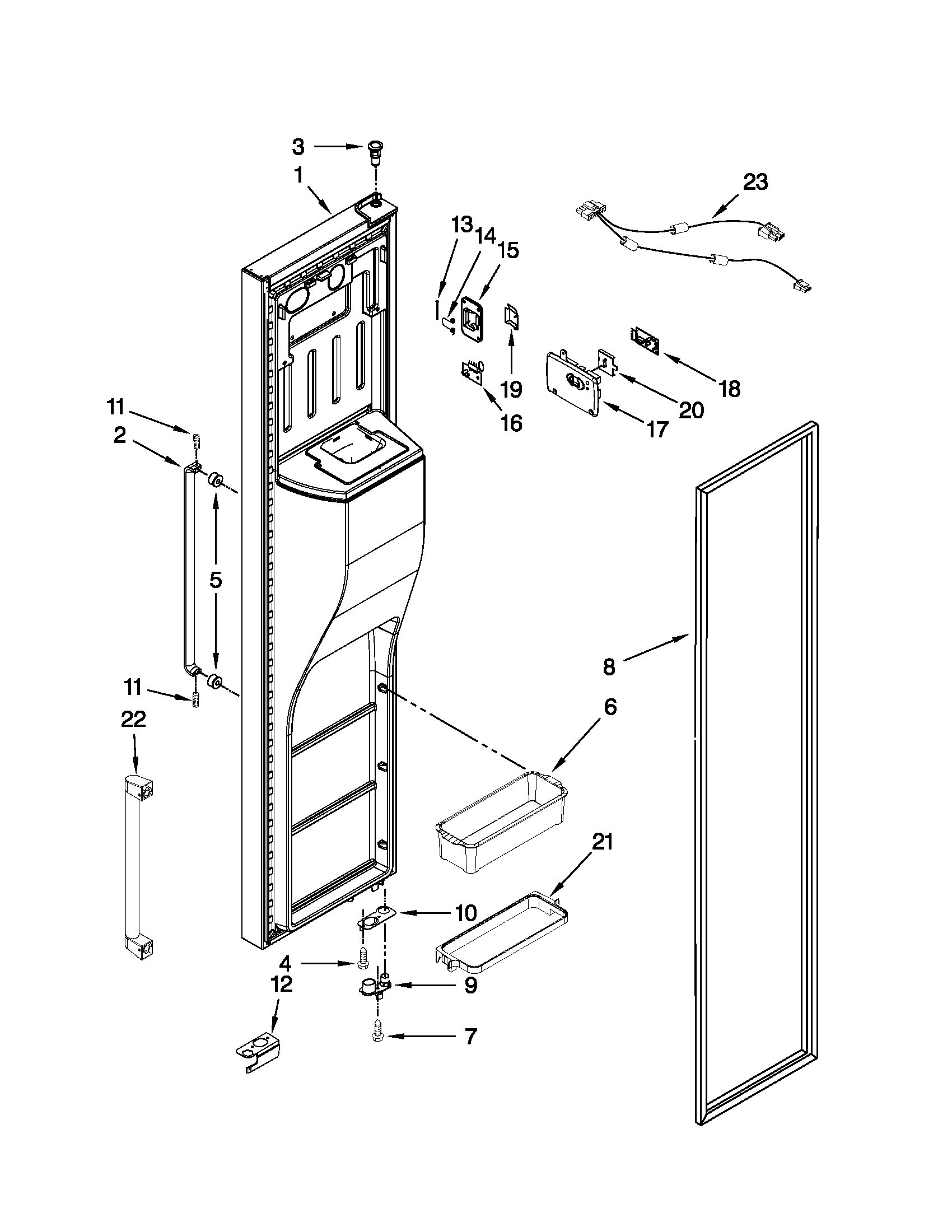 KitchenAid KSC24C8EYP00 freezer door parts diagram