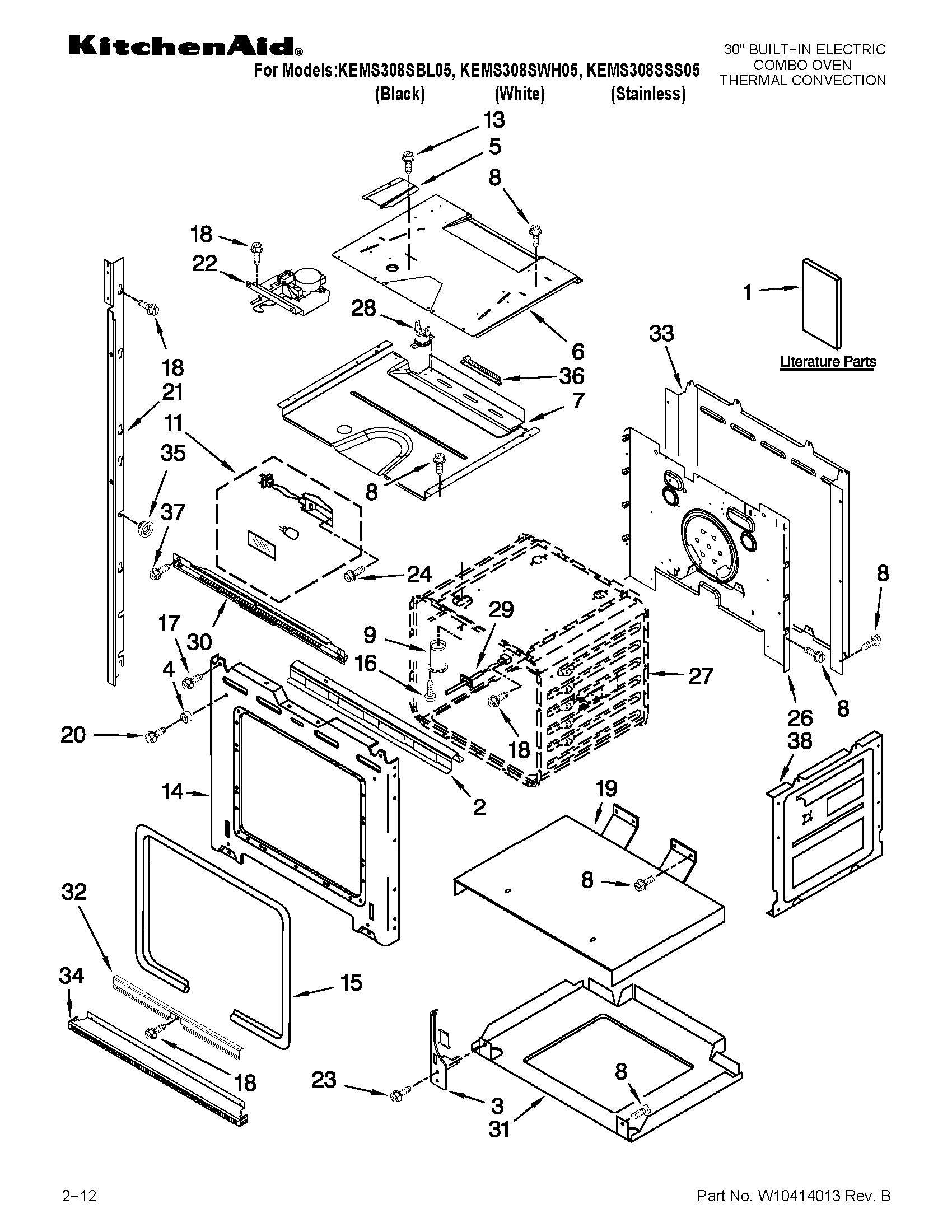 KitchenAid KEMS308SBL05 oven parts diagram