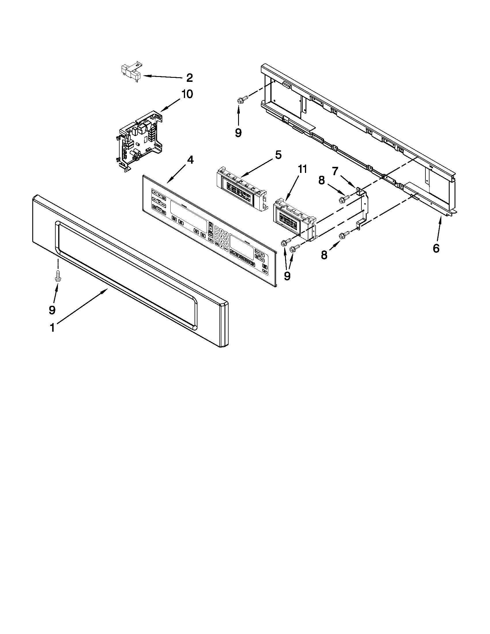 KitchenAid KEMS308SBL05 control panel parts diagram
