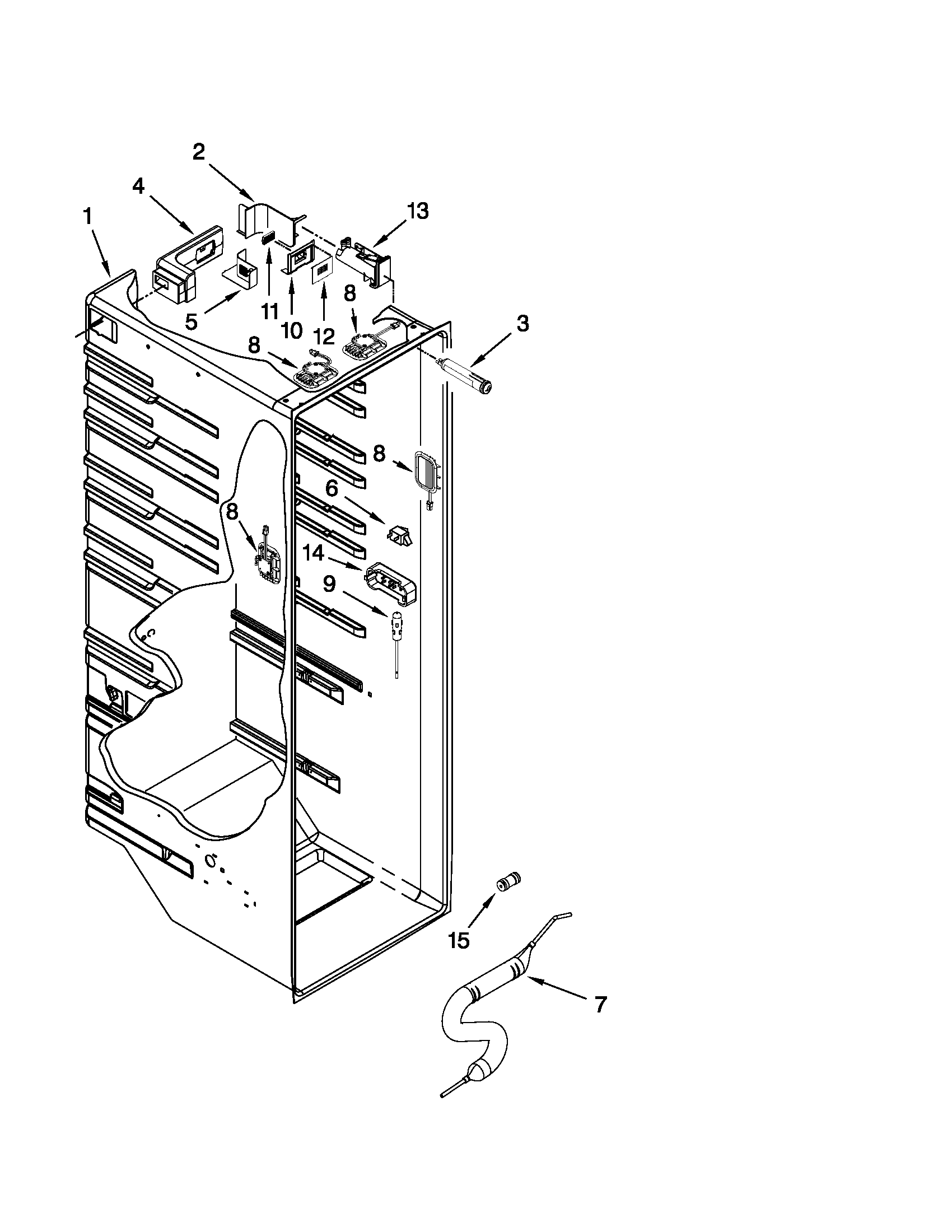 Whirlpool 6WSC20C6YB00 refrigerator liner parts diagram
