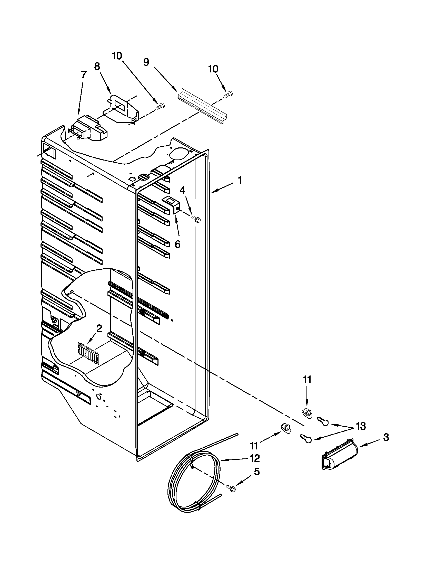 Whirlpool ED5VHEXVQ09 refrigerator liner parts diagram