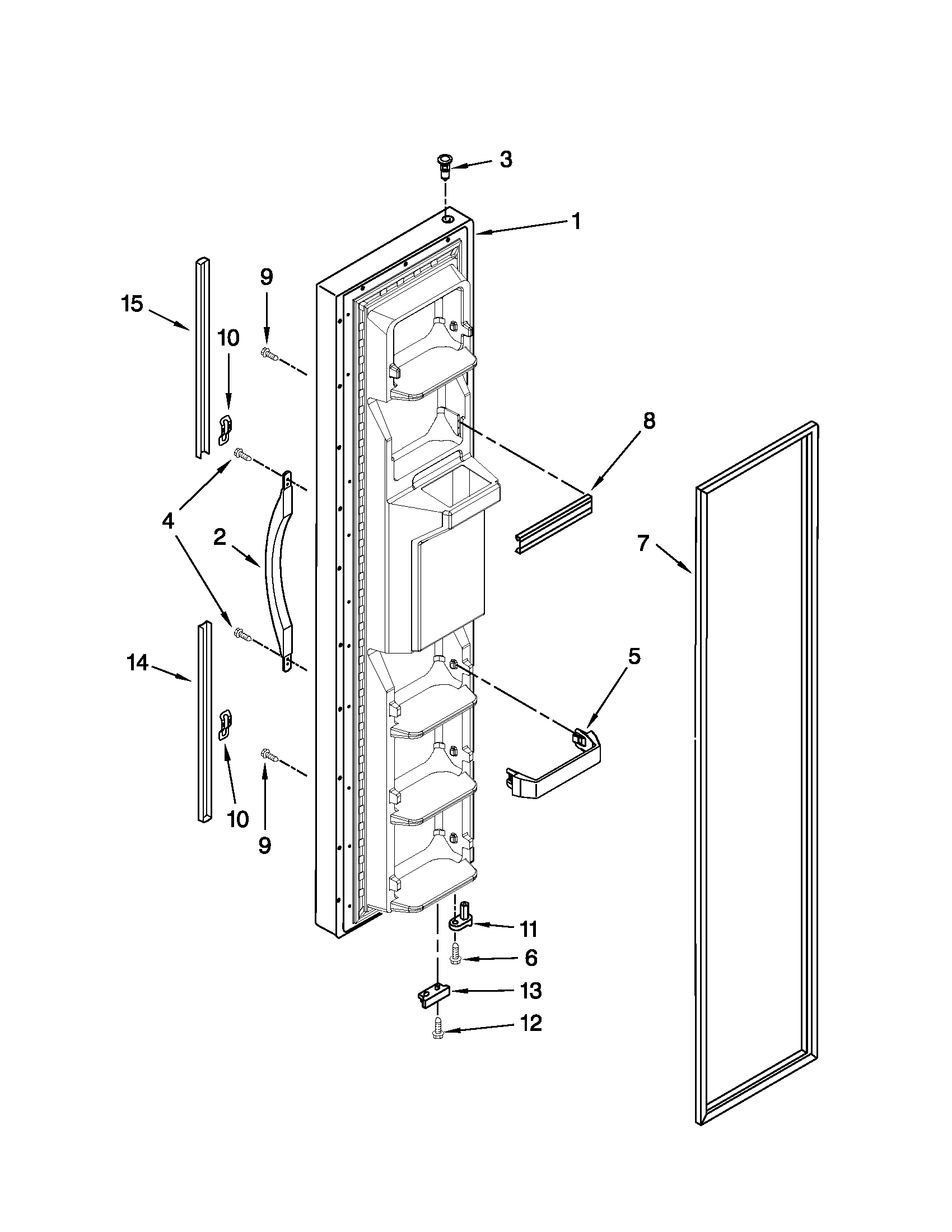 Whirlpool ED5VHEXVQ09 freezer door parts diagram
