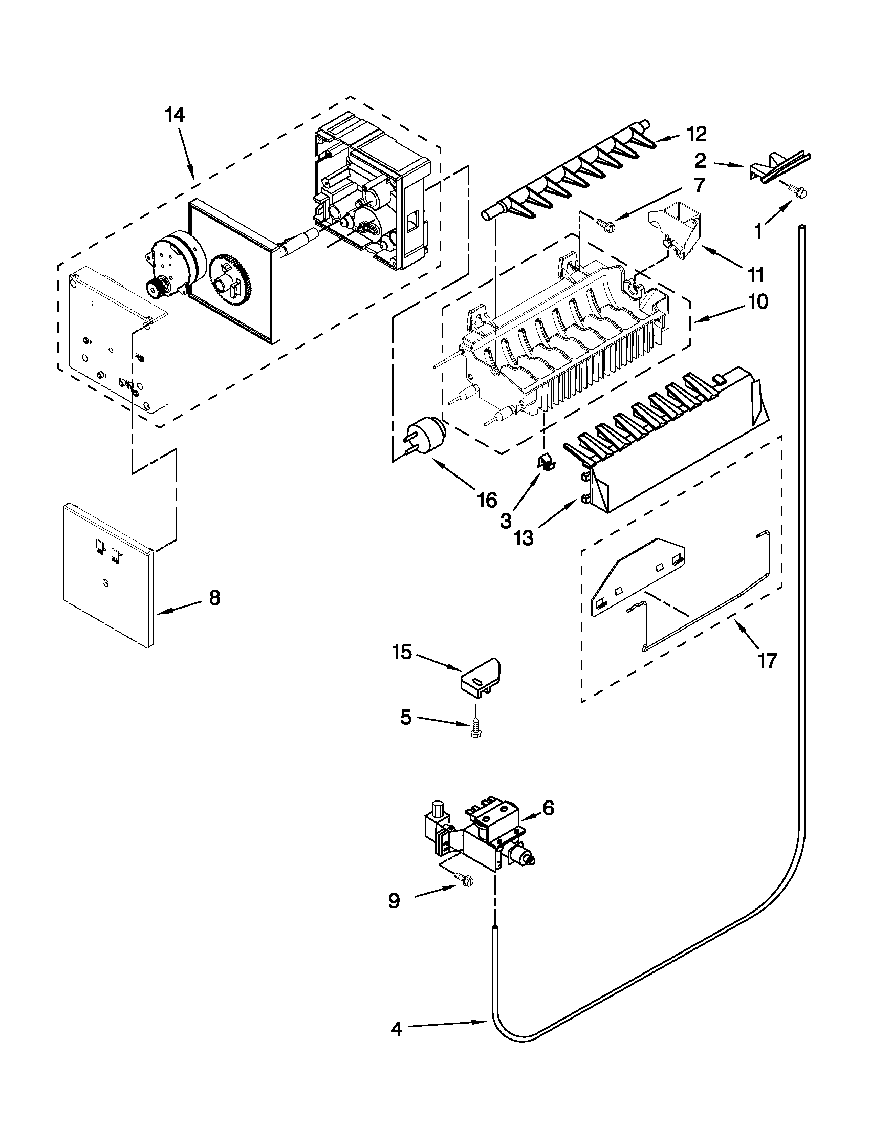 Whirlpool ED5VHEXVQ09 icemaker parts diagram