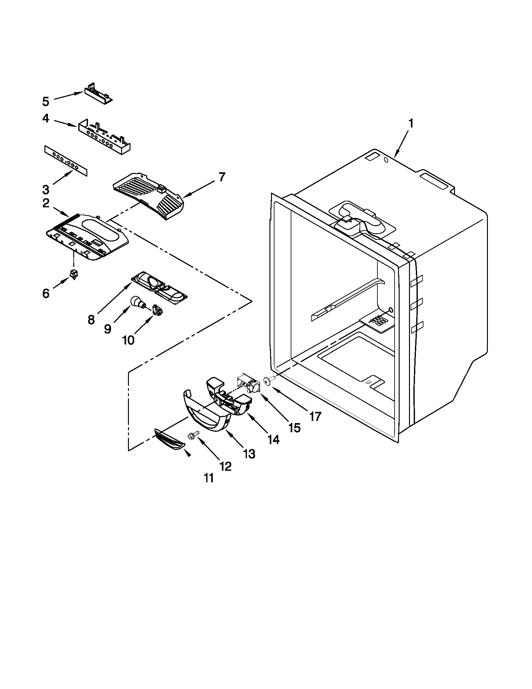 Whirlpool GB2FHDXWQ03 refrigerator liner parts diagram