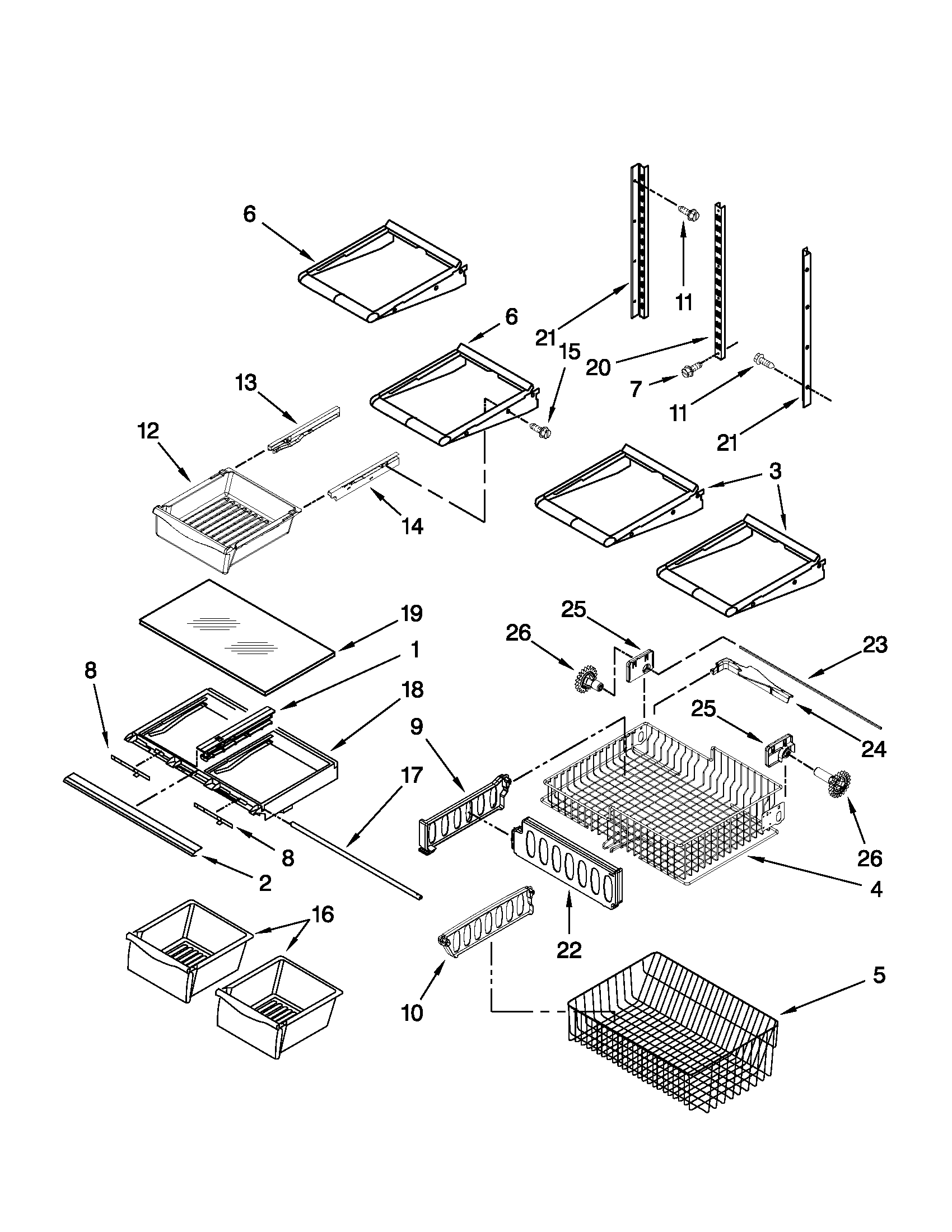 Whirlpool GB2FHDXWQ03 shelf parts diagram