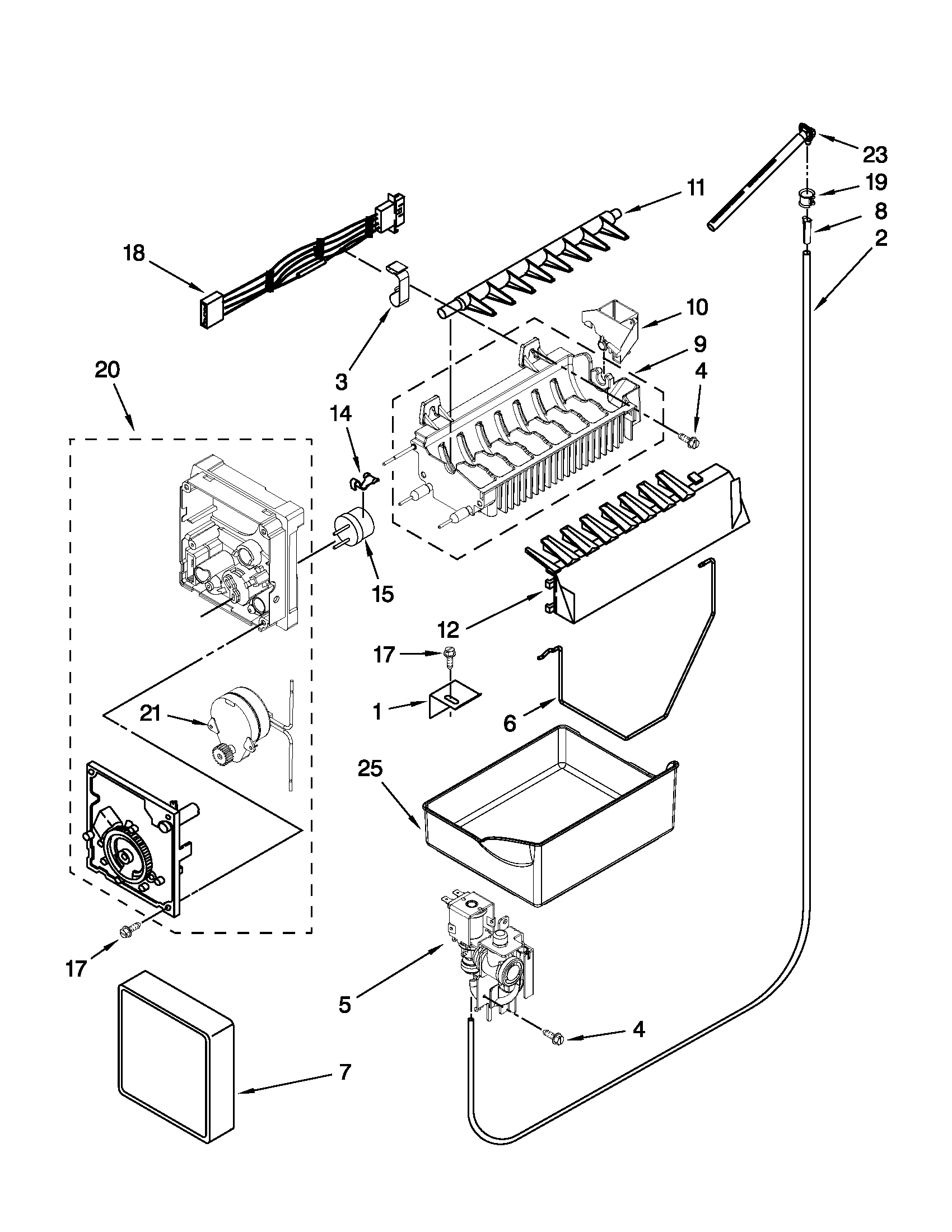 Whirlpool GB2FHDXWQ03 icemaker parts diagram
