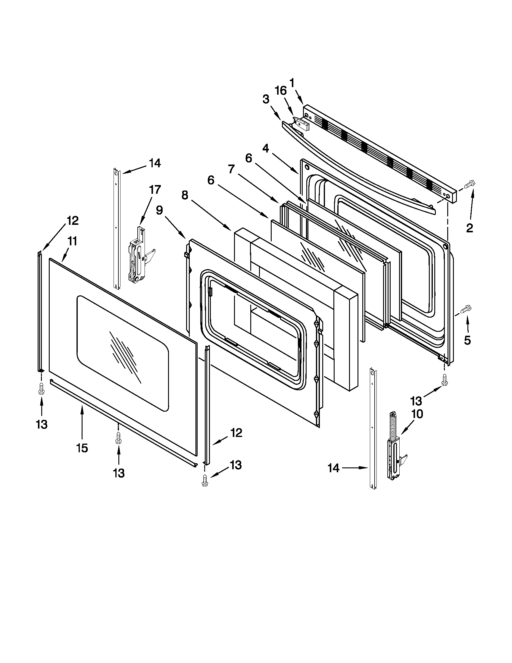 Whirlpool WFG524SLAW0 door parts diagram