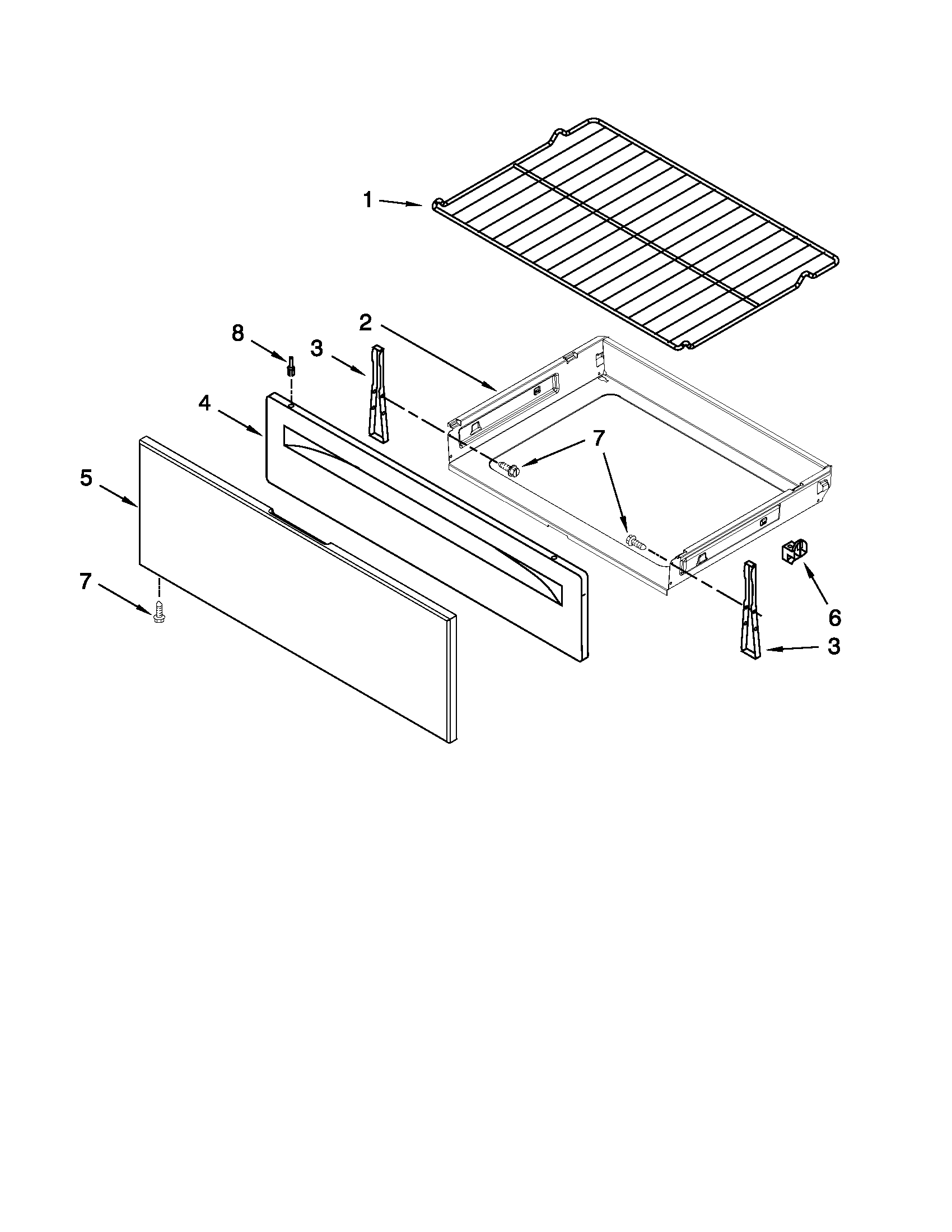 Whirlpool WFG524SLAW0 drawer & broiler parts diagram