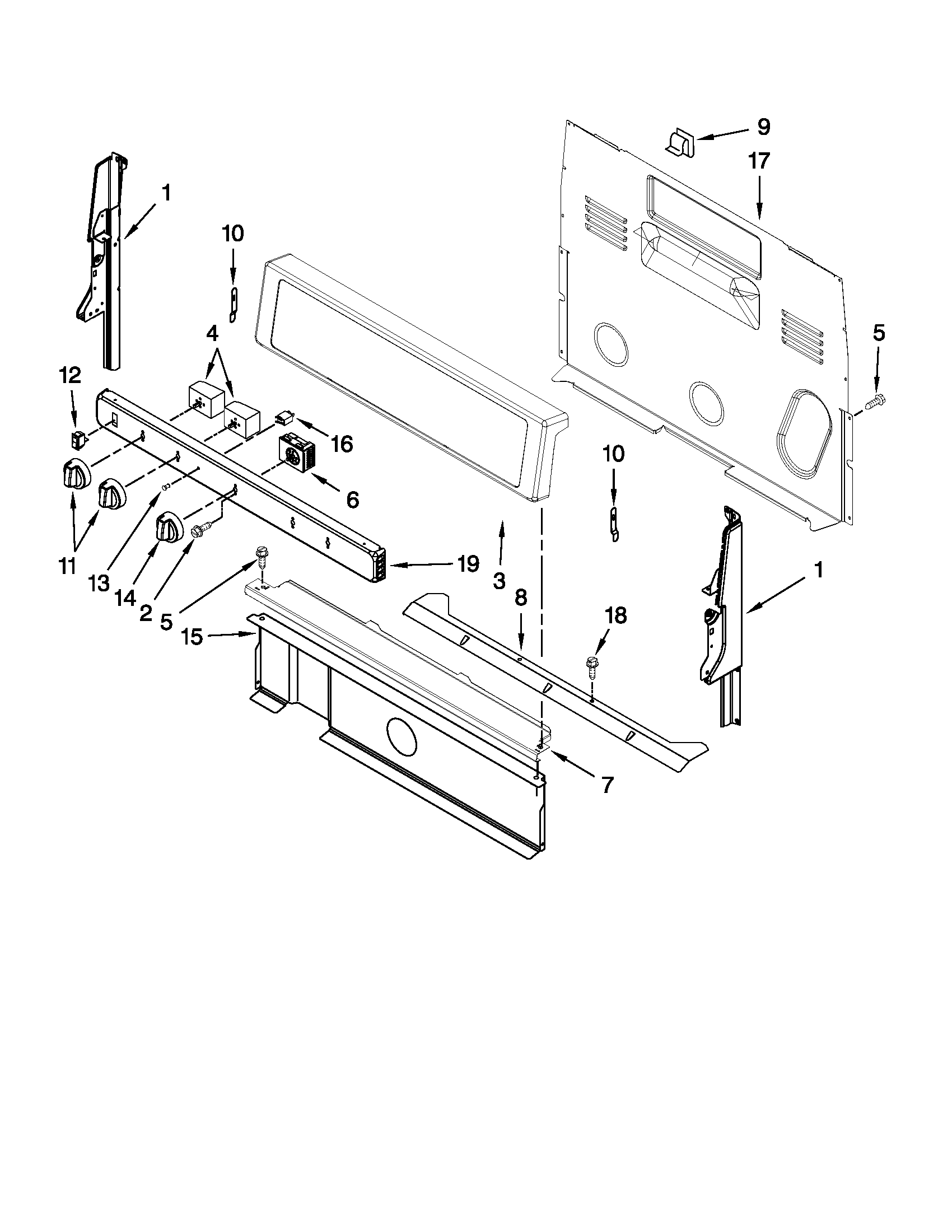 Whirlpool WFC340S0AW0 control panel parts diagram