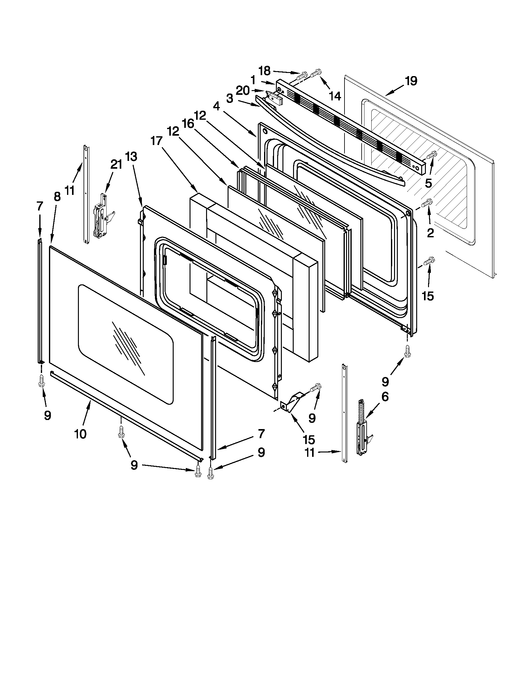 Whirlpool WFC340S0AW0 door parts diagram