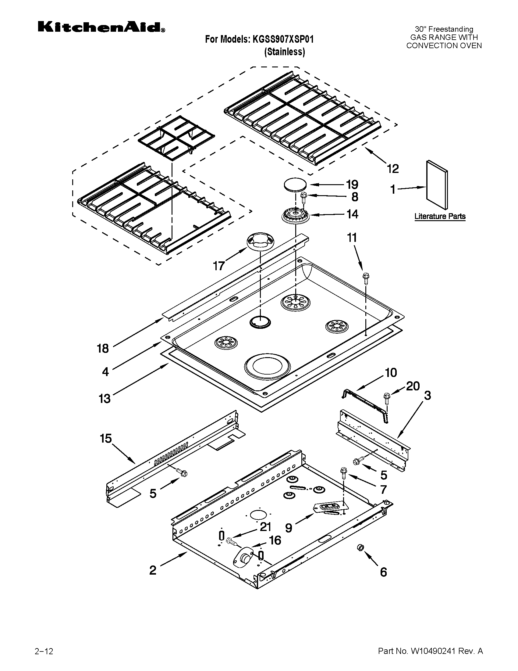 KitchenAid KGSS907XSP01 cooktop parts diagram