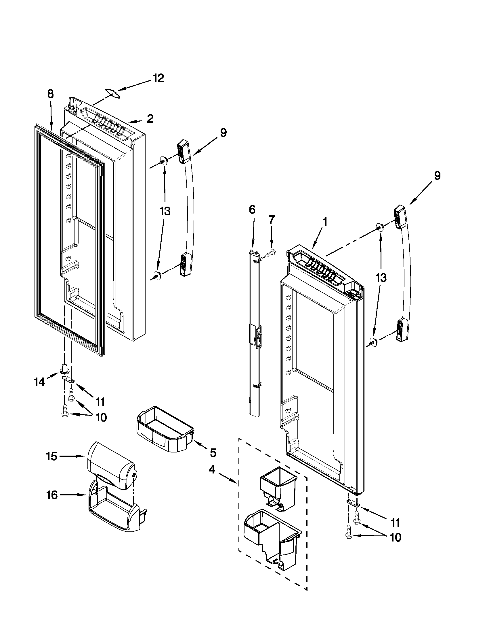 Whirlpool GX2FHDXVY07 refrigerator door parts diagram