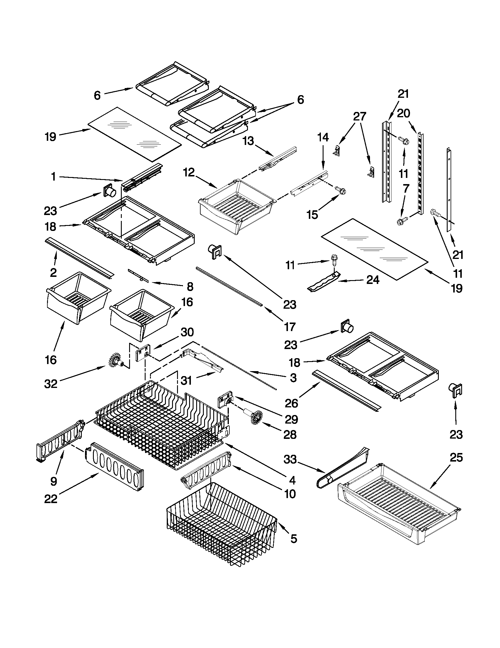 Whirlpool GX2FHDXVY07 shelf parts diagram