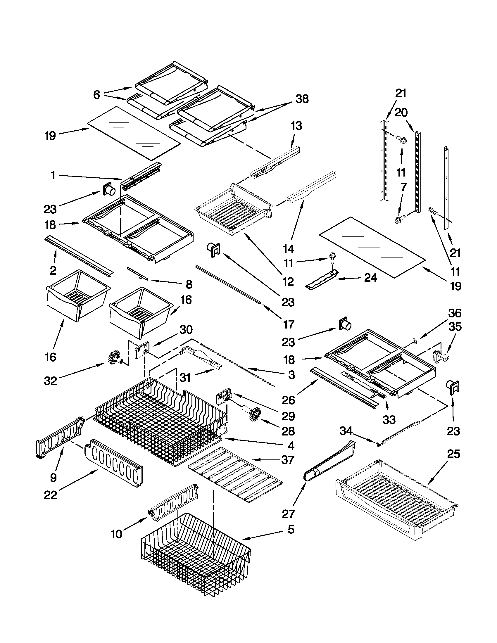 Whirlpool GX5FHTXVY08 shelf parts diagram