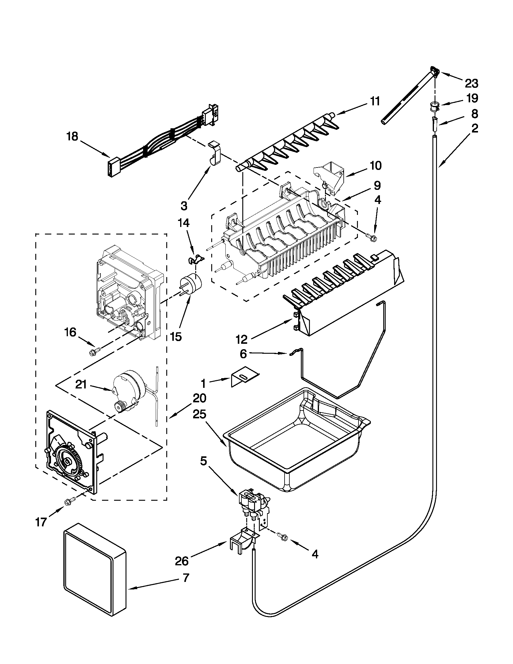 Whirlpool GX5FHTXVY08 icemaker parts diagram