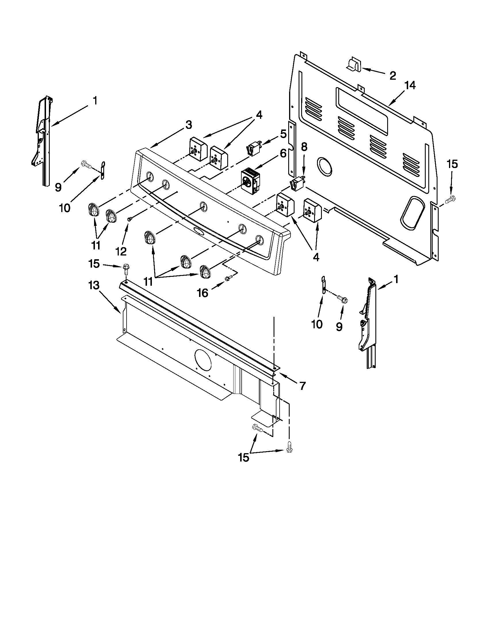 Amana AER3311WAW1 control panel parts diagram