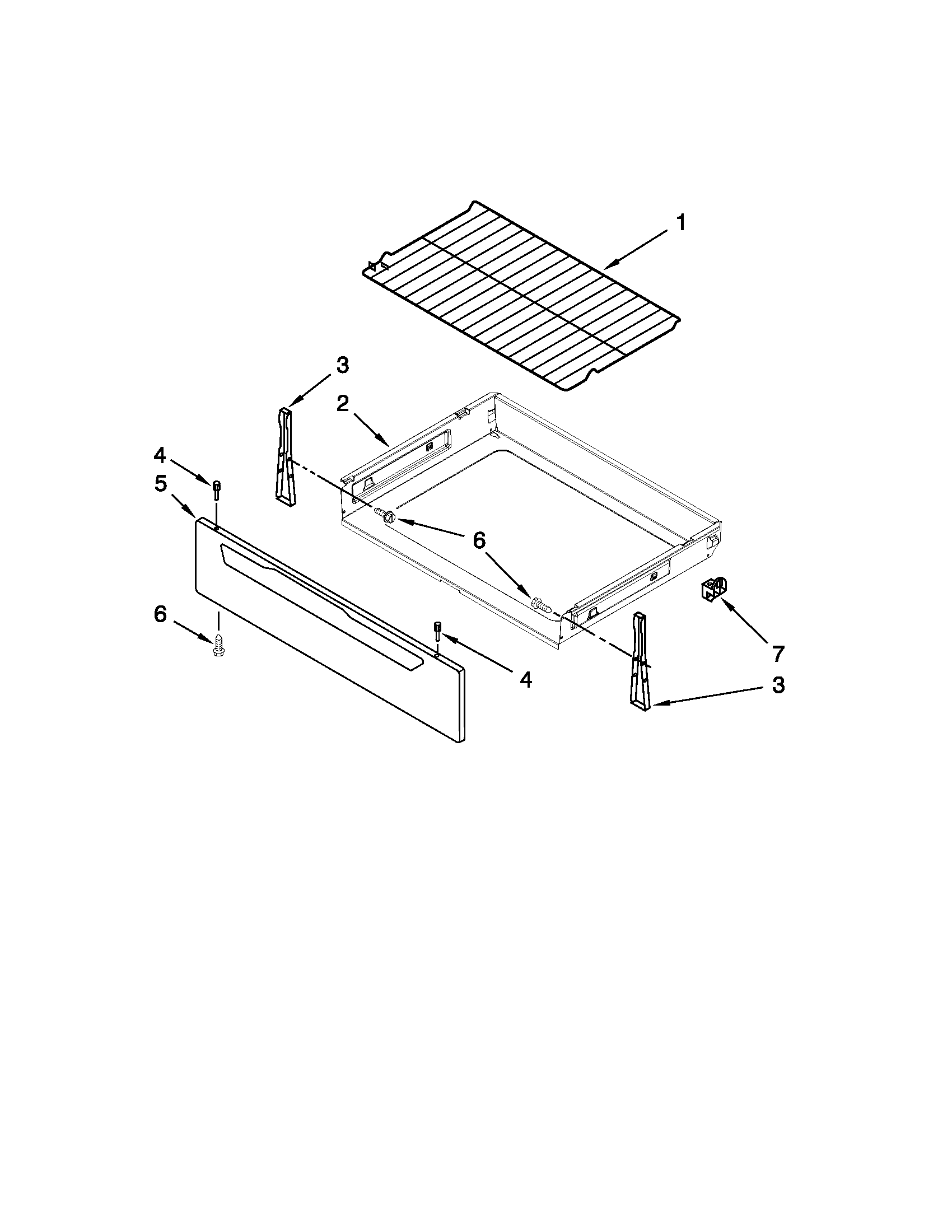 Amana AER5844VCS2 drawer and rack parts diagram