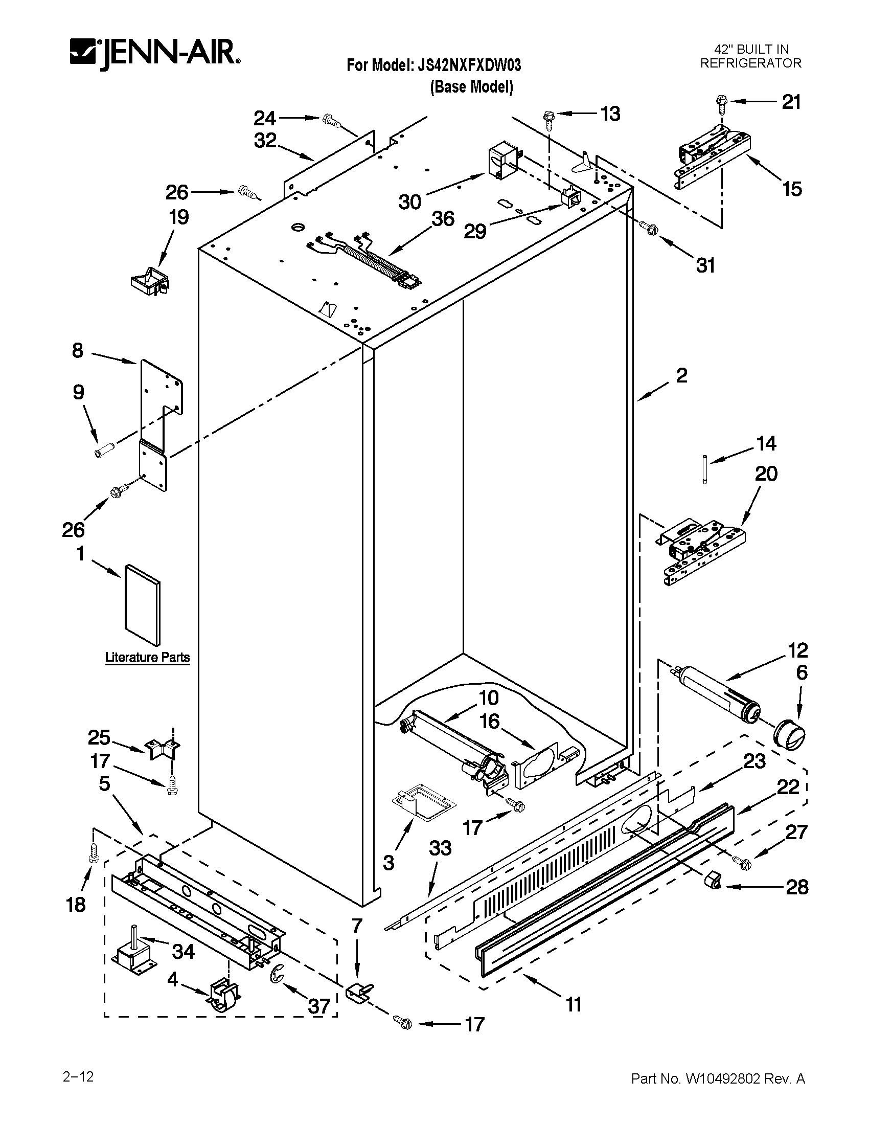 Jenn-Air JS42NXFXDW03 cabinet parts diagram