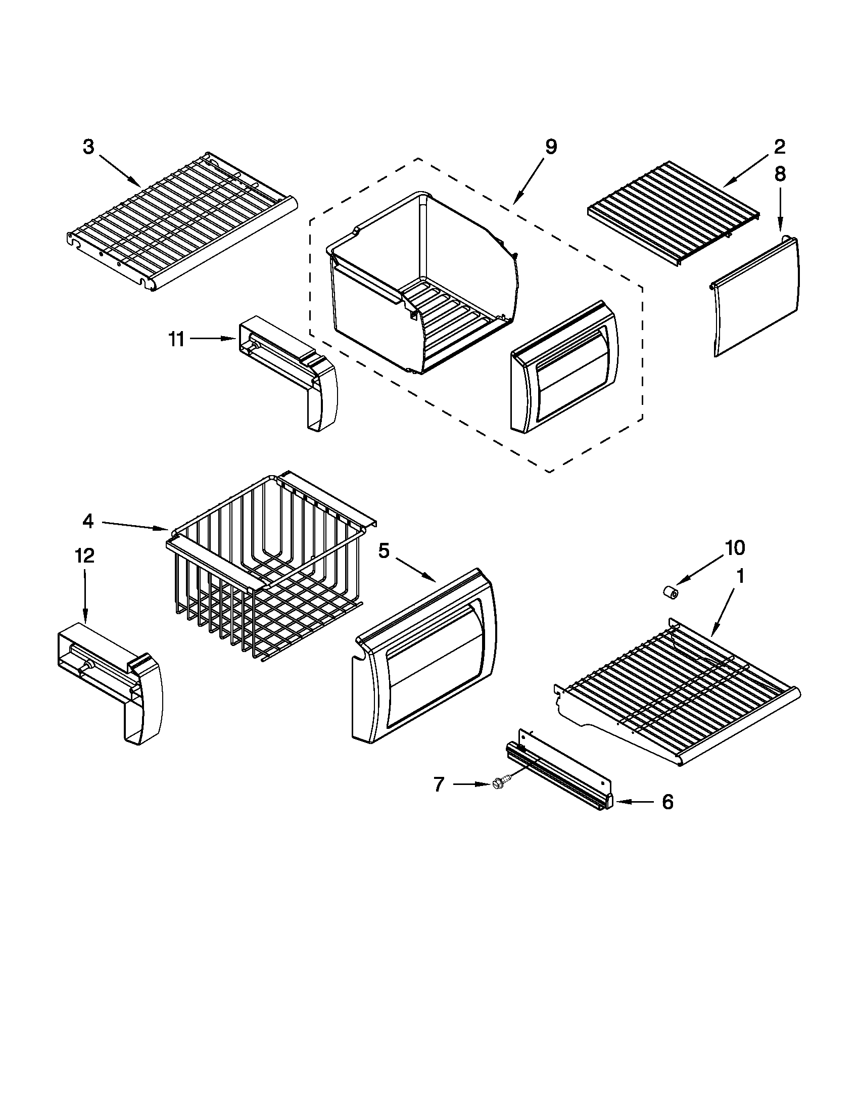 Jenn-Air JS42NXFXDW03 freezer shelf parts diagram