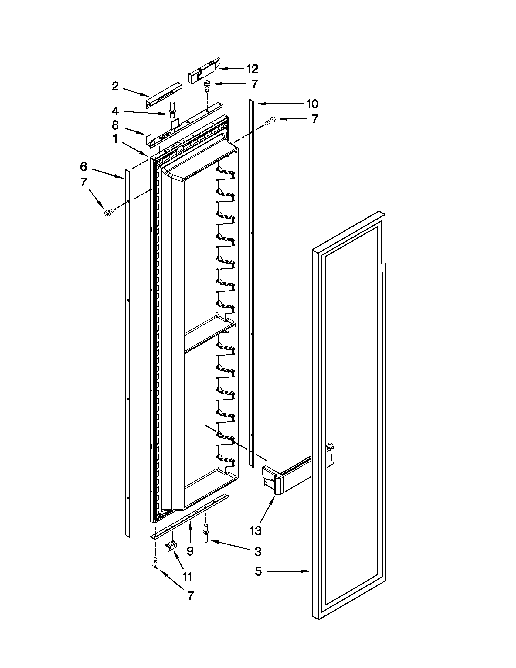 Jenn-Air JS42NXFXDW03 freezer door parts diagram