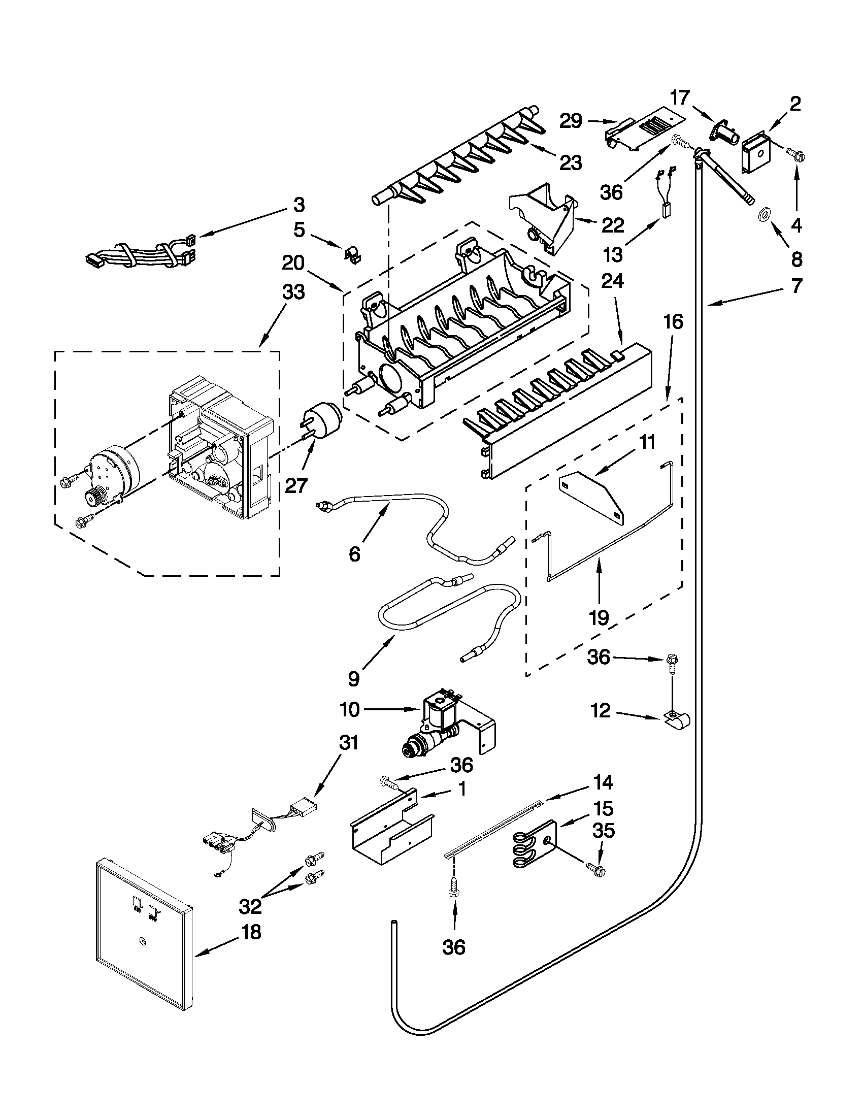 Jenn-Air JS42NXFXDW03 icemaker parts diagram