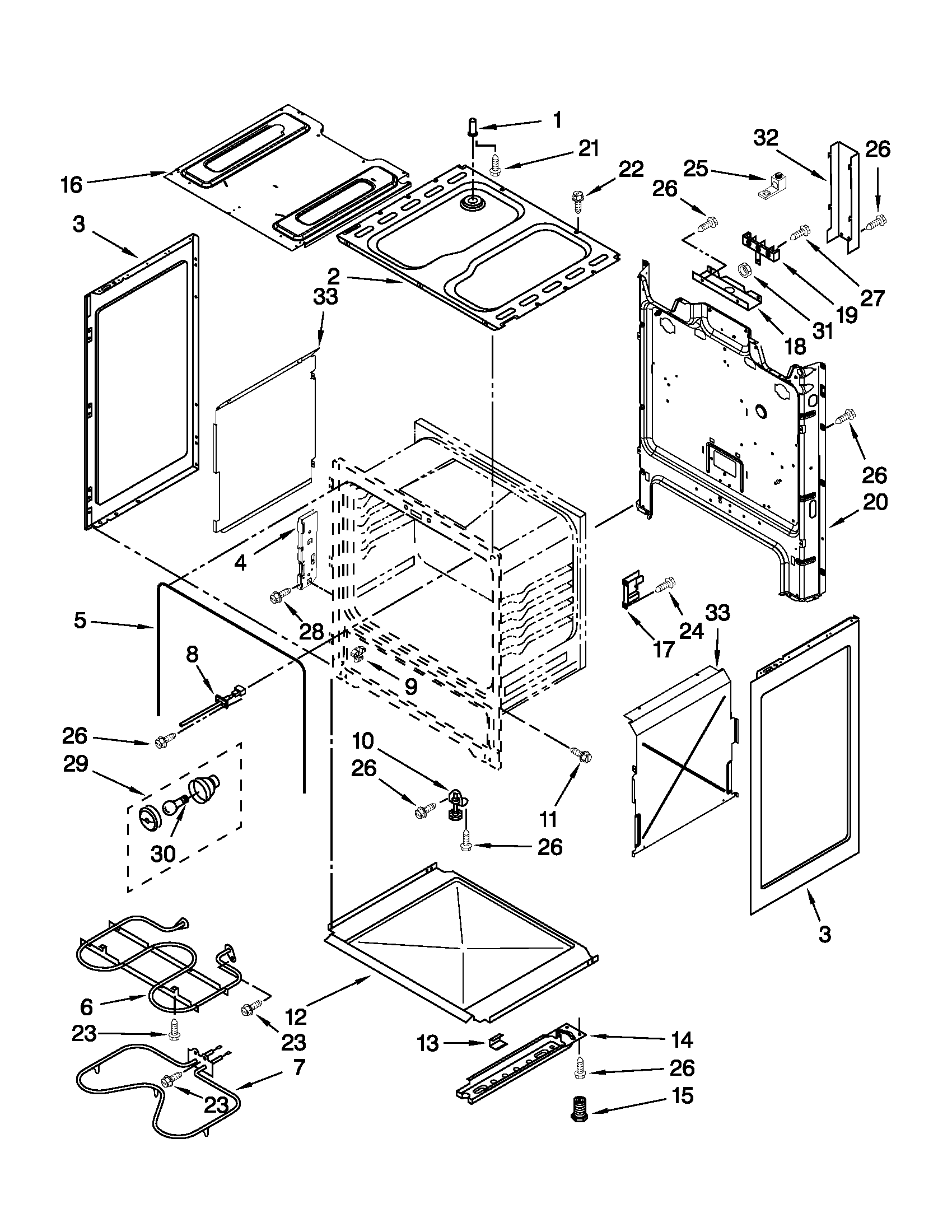 Whirlpool WFE115LXB0 chassis parts diagram