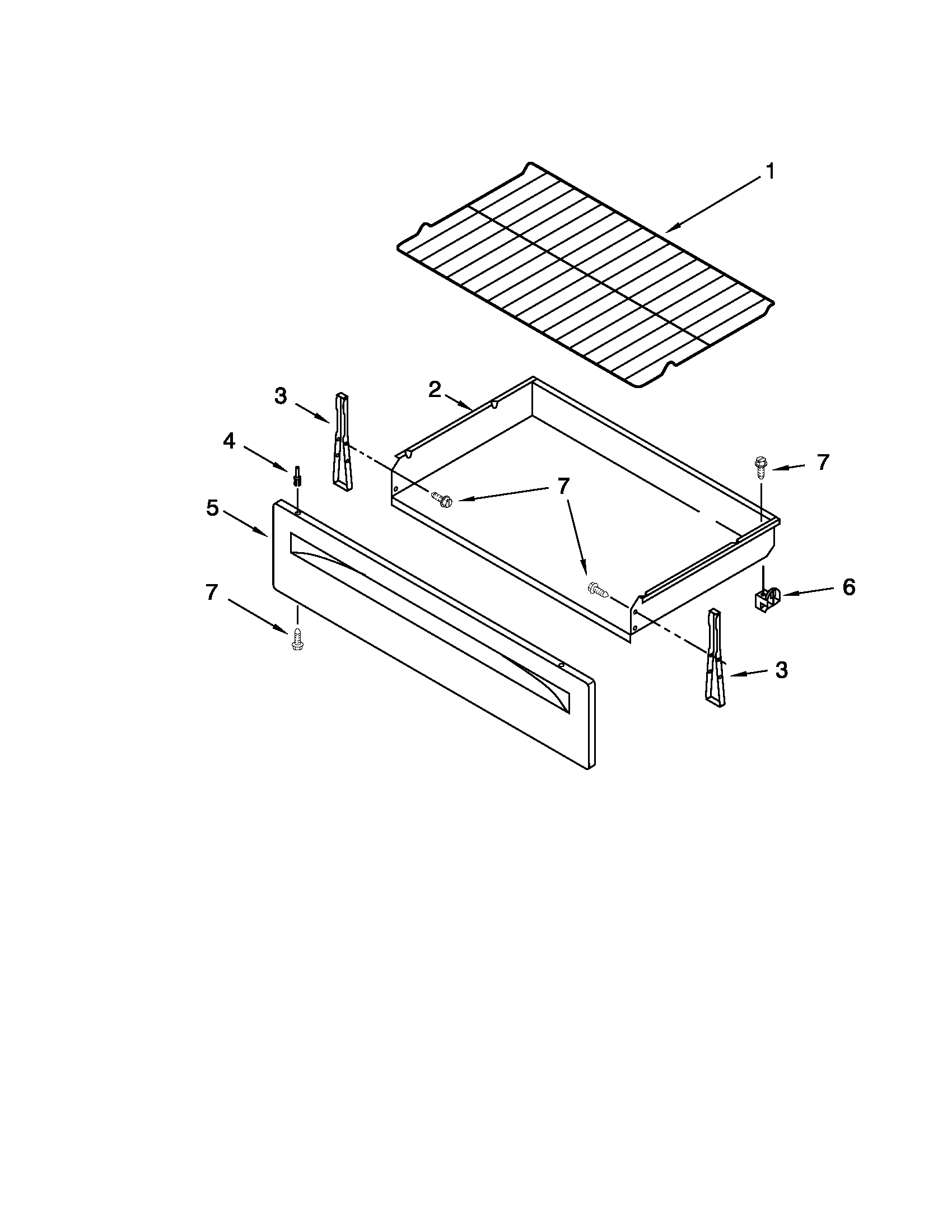 Whirlpool WFE115LXB0 drawer & broiler parts diagram