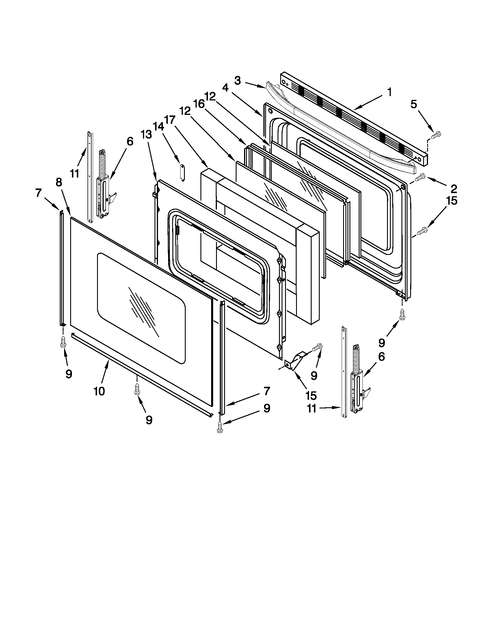 Whirlpool WFE115LXB0 door parts diagram