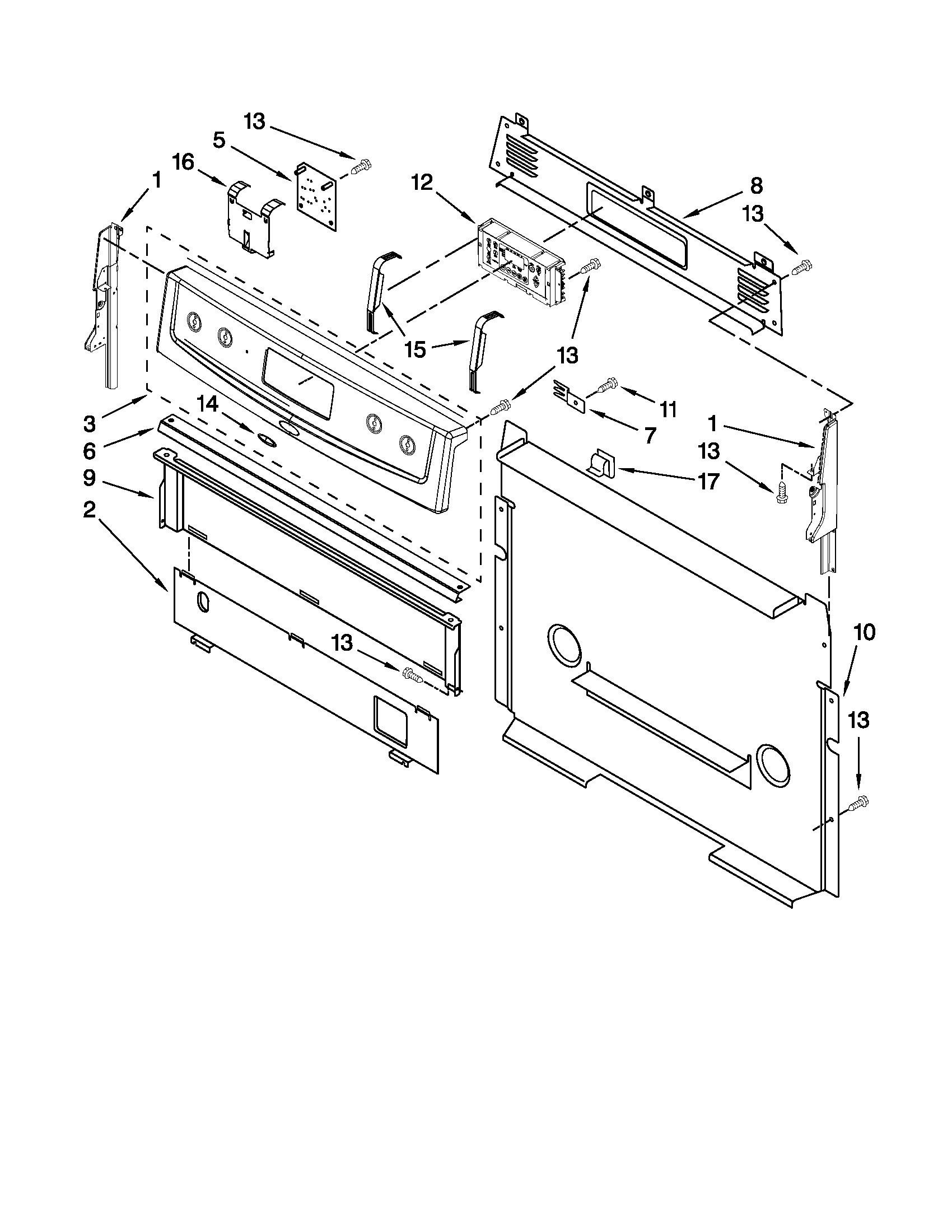 Whirlpool WFG361LVS3 control panel parts diagram