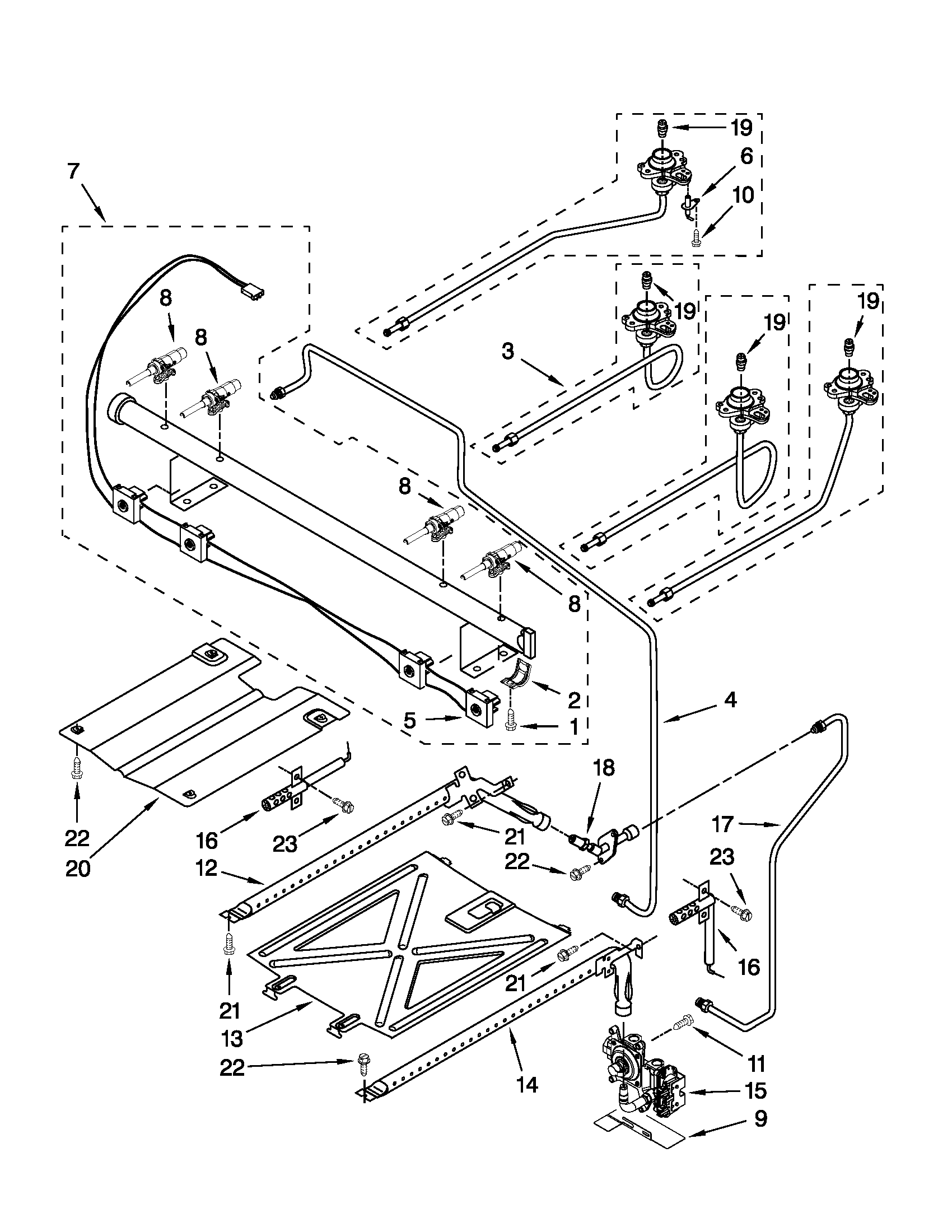 Whirlpool WFG361LVS3 manifold parts diagram