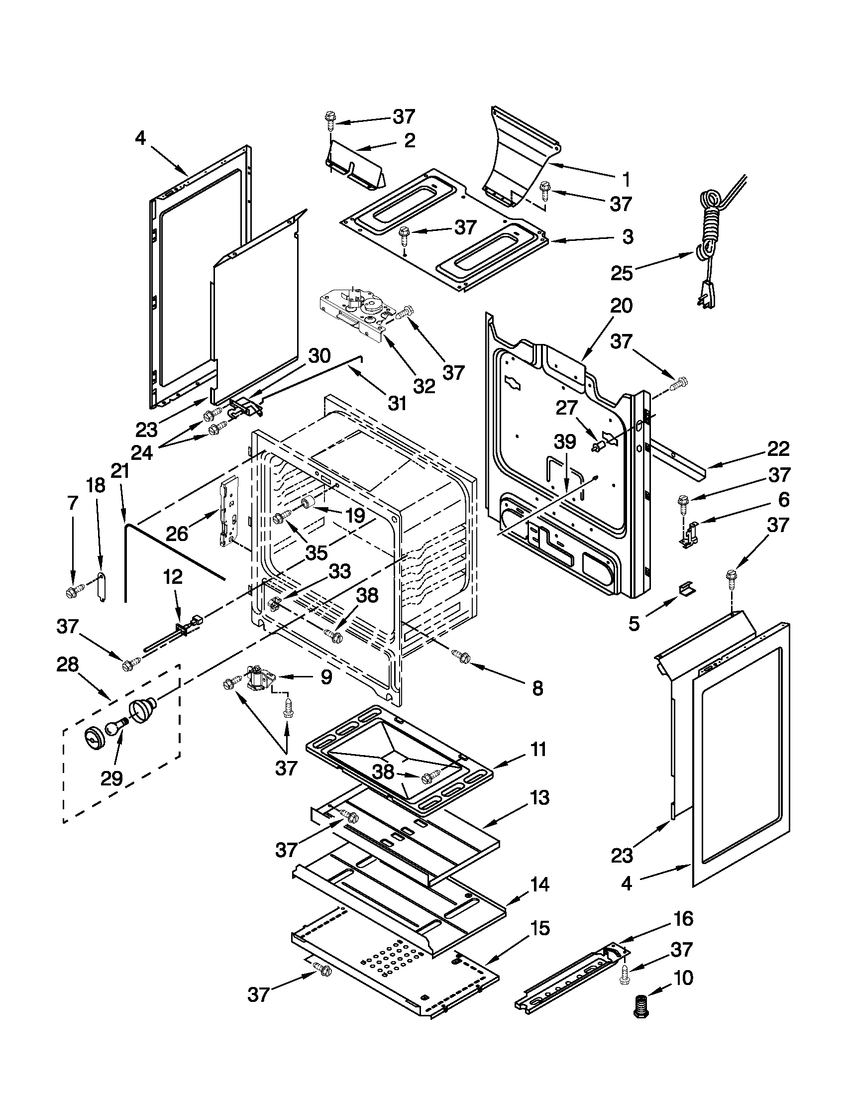 Whirlpool WFG361LVS3 chassis parts diagram