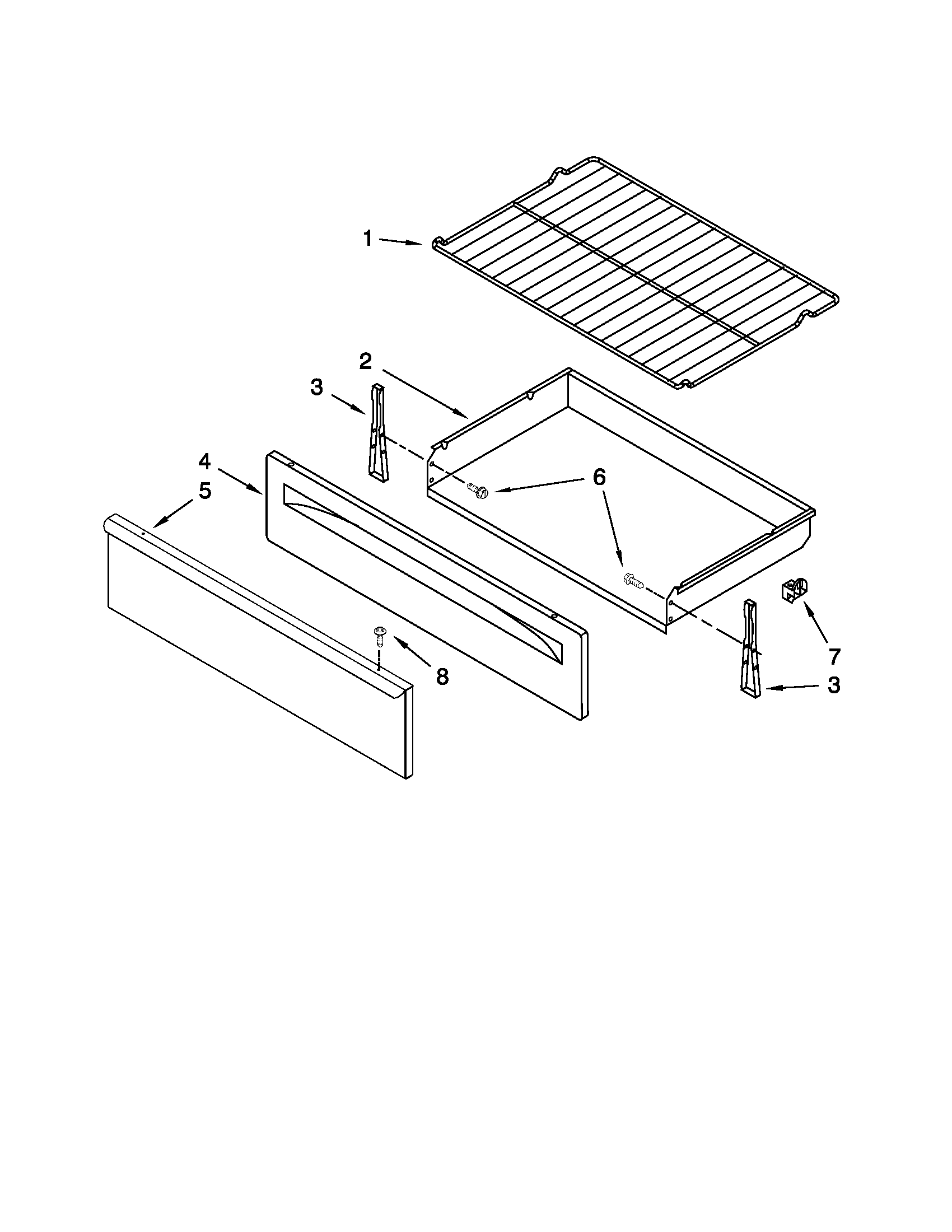 Whirlpool WFG361LVS3 drawer & broiler parts diagram