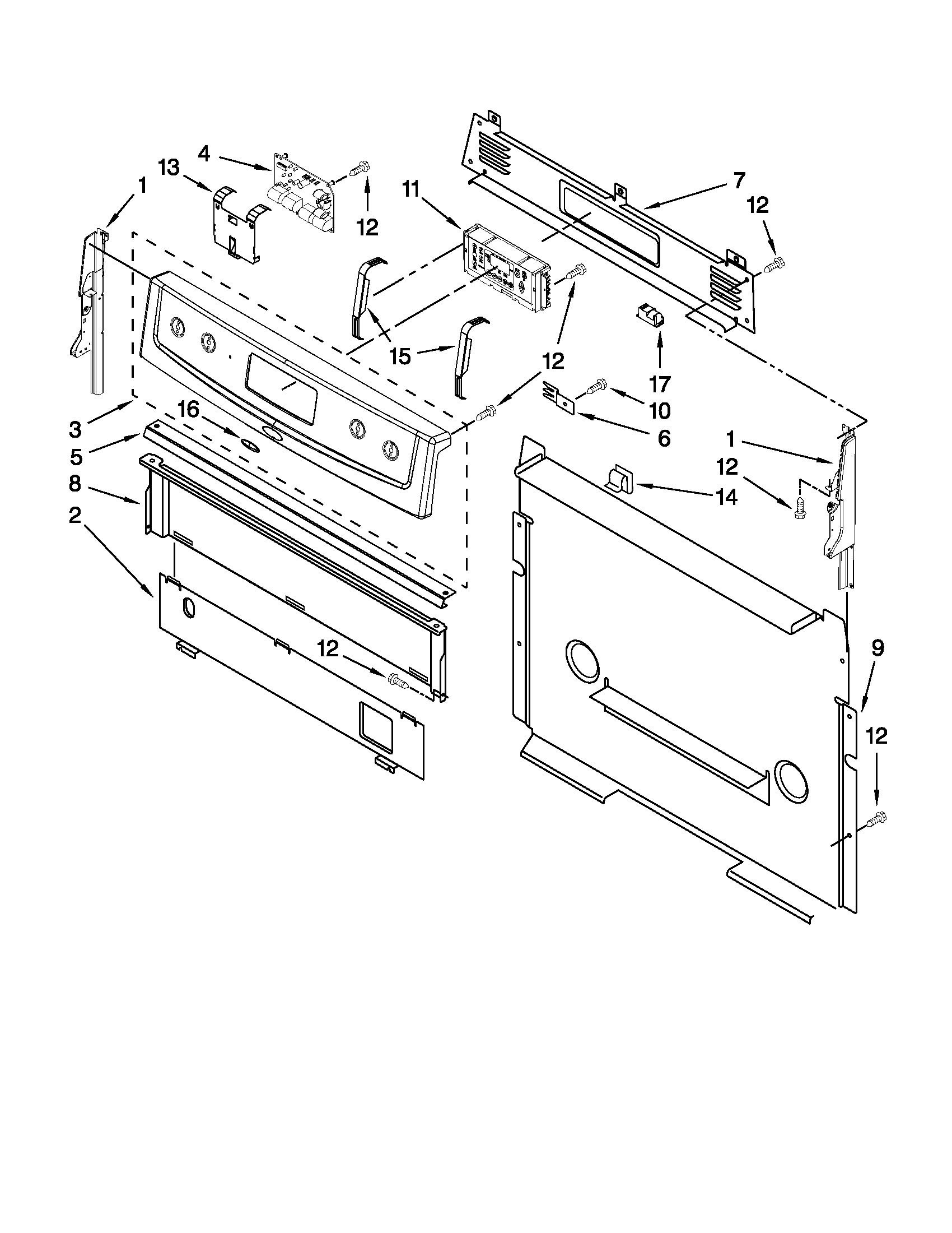 Whirlpool WFG374LVQ3 control panel parts diagram