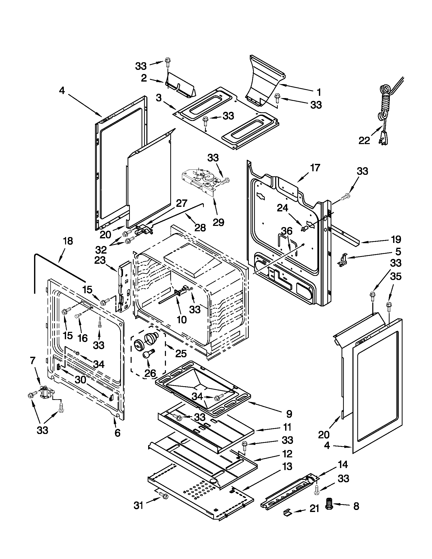 Whirlpool WFG374LVQ3 chassis parts diagram