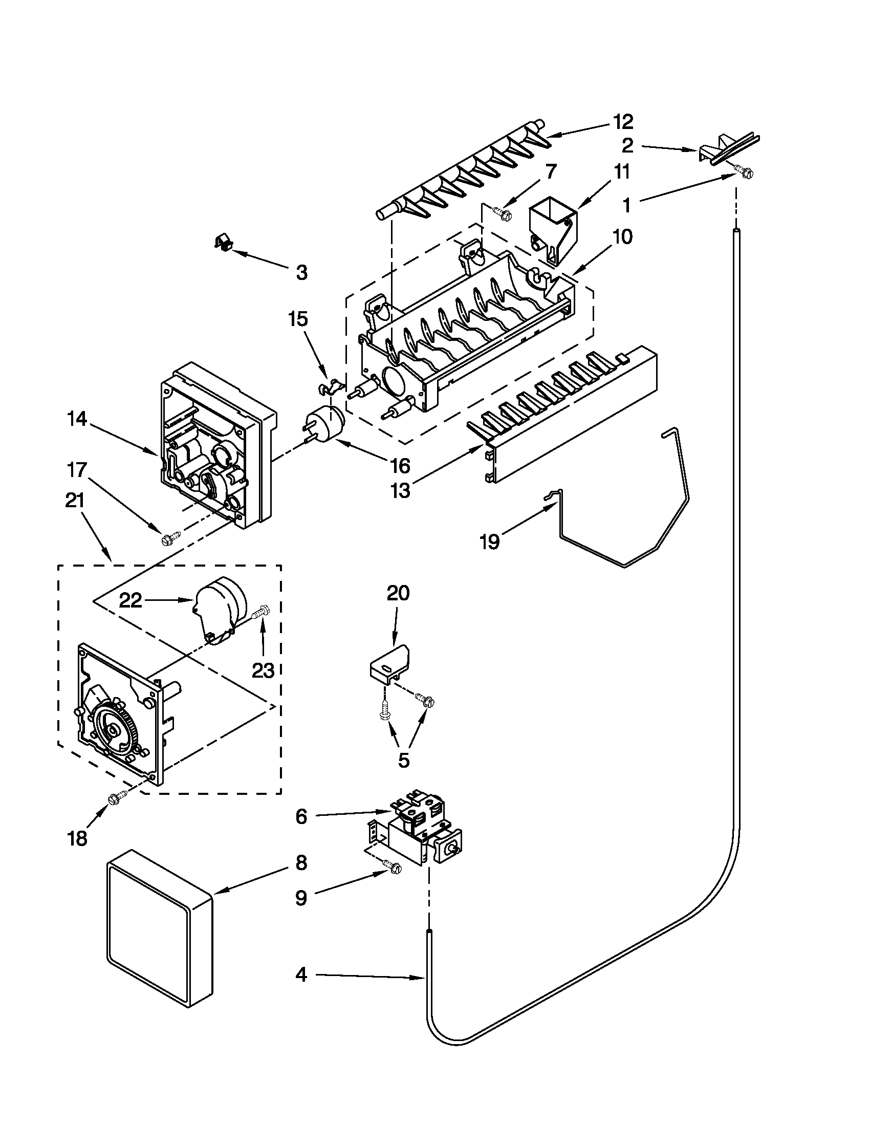 Whirlpool ED5PVEXWS08 icemaker parts diagram