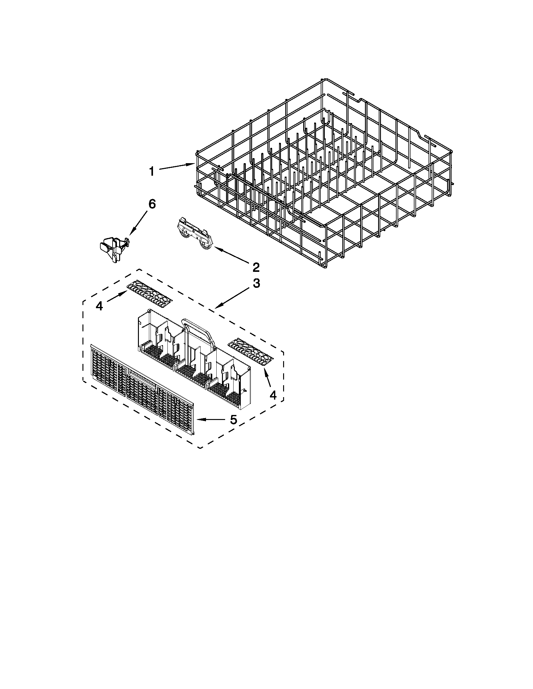 Whirlpool WDT710PAYB2 lower rack parts diagram