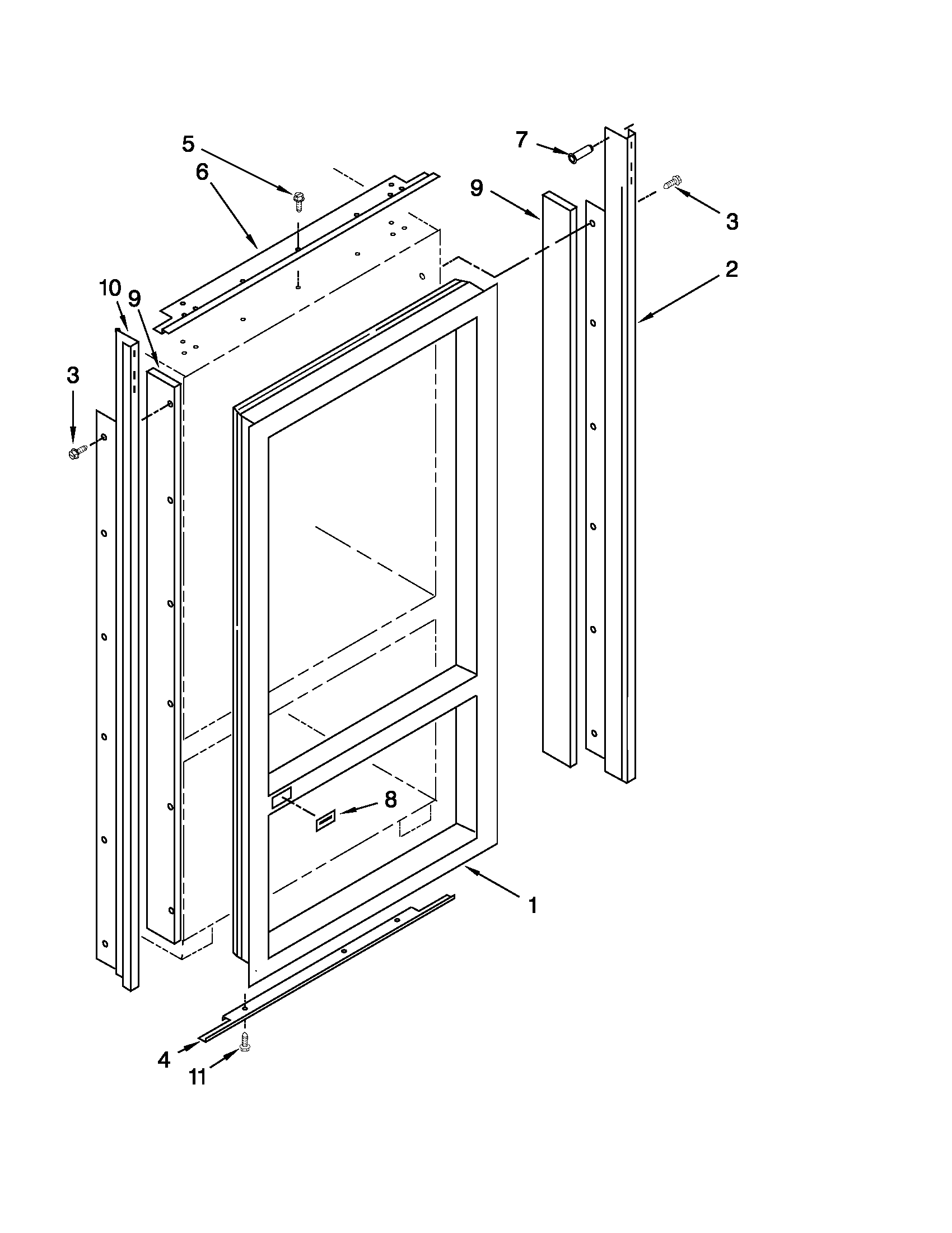 KitchenAid KBLO36FTX05 cabinet and breaker trim parts diagram