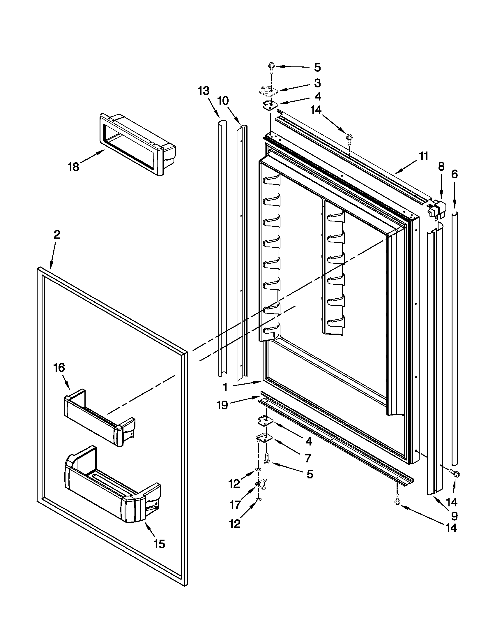 KitchenAid KBLO36FTX05 refrigerator door parts diagram