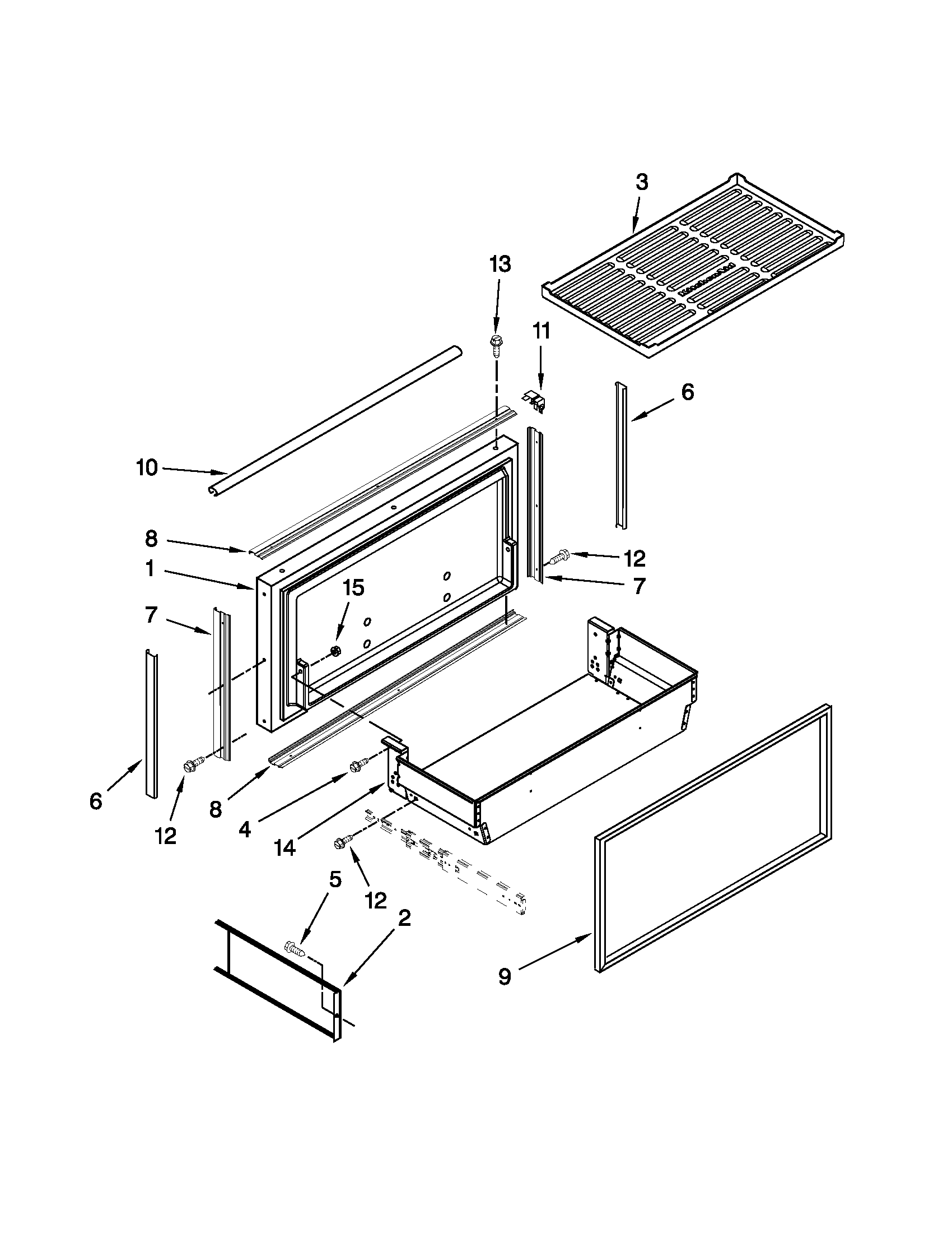 KitchenAid KBLO36FTX05 freezer door and basket parts diagram