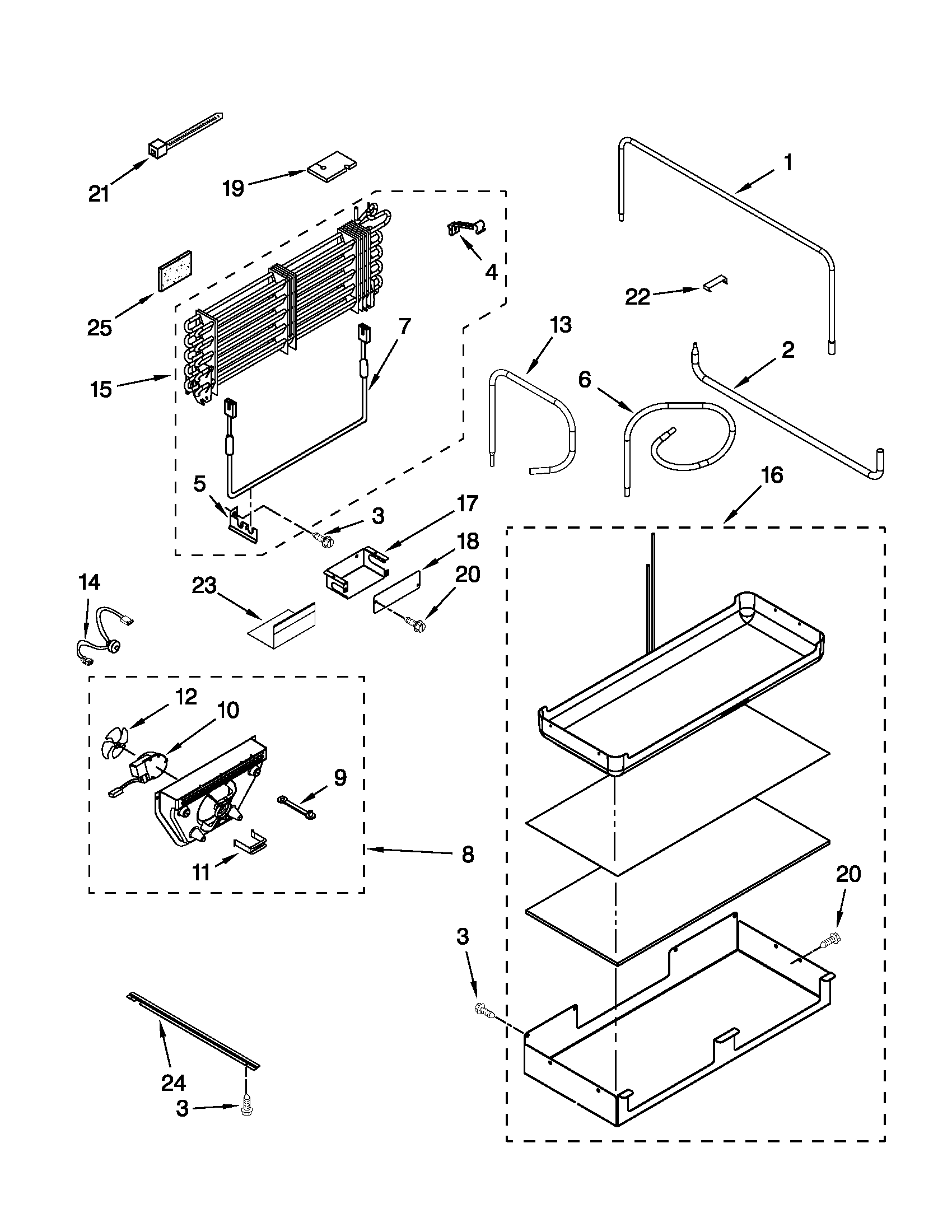 KitchenAid KBLO36FTX05 lower unit and tube parts diagram