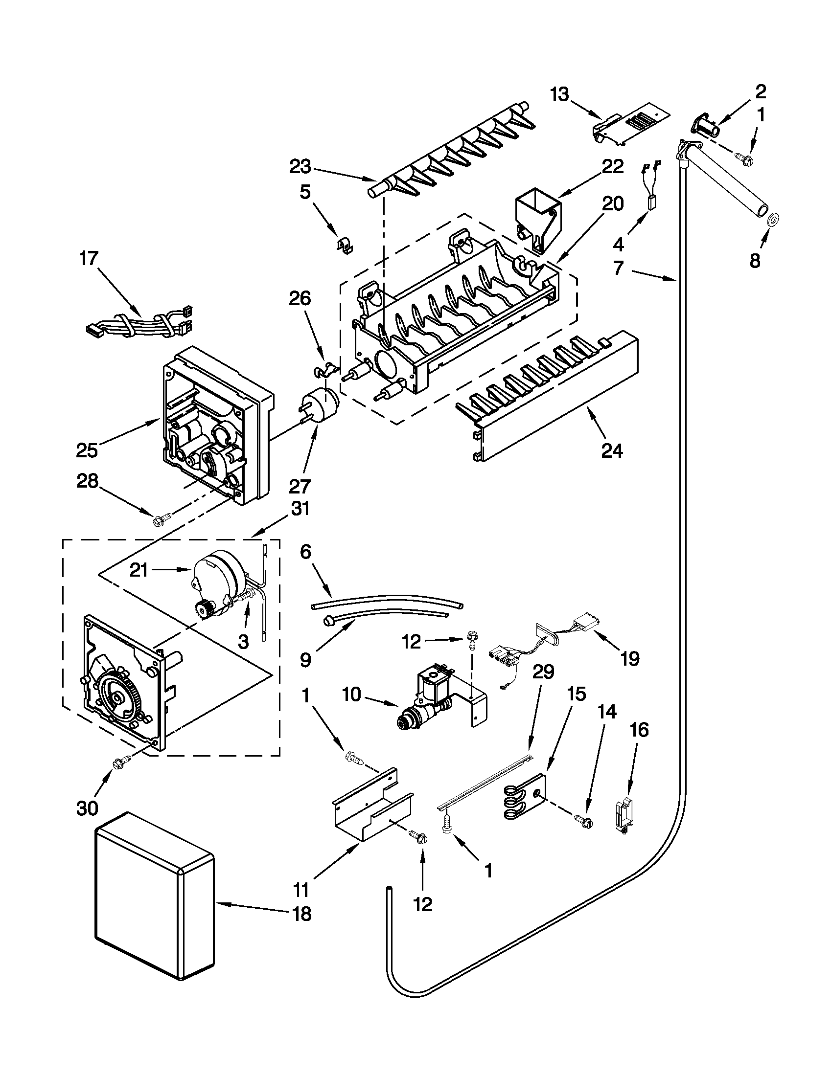 KitchenAid KBLO36FTX05 icemaker parts diagram
