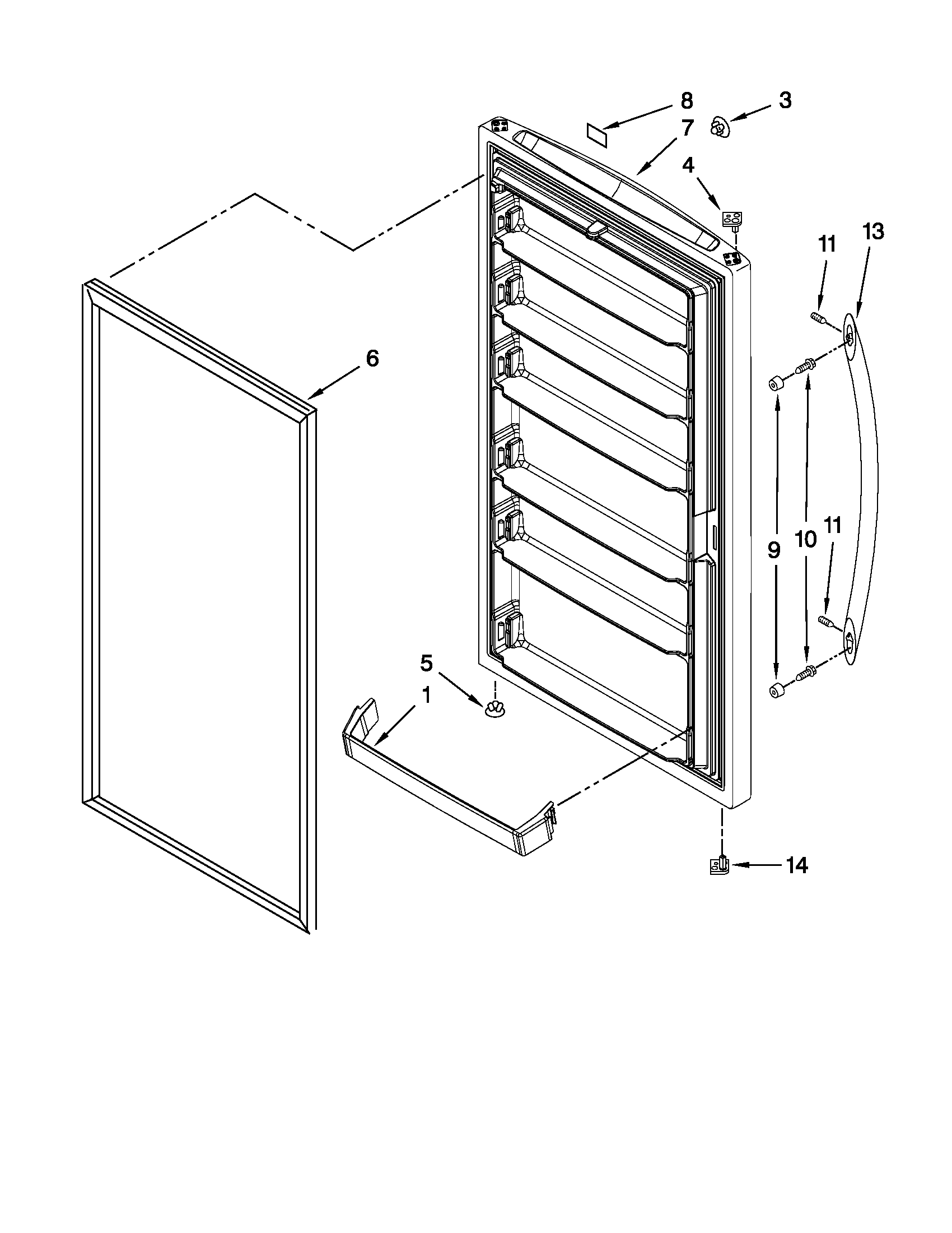 Danby DUF570WDD01 door parts diagram