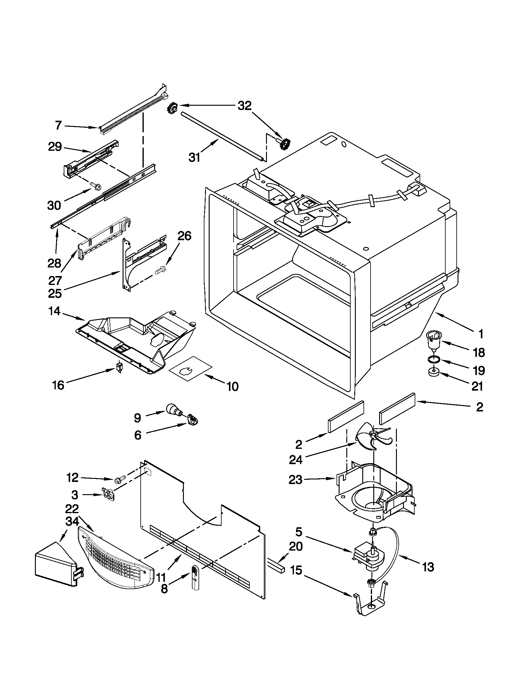 Whirlpool GX5FHDXVB06 freezer liner parts diagram