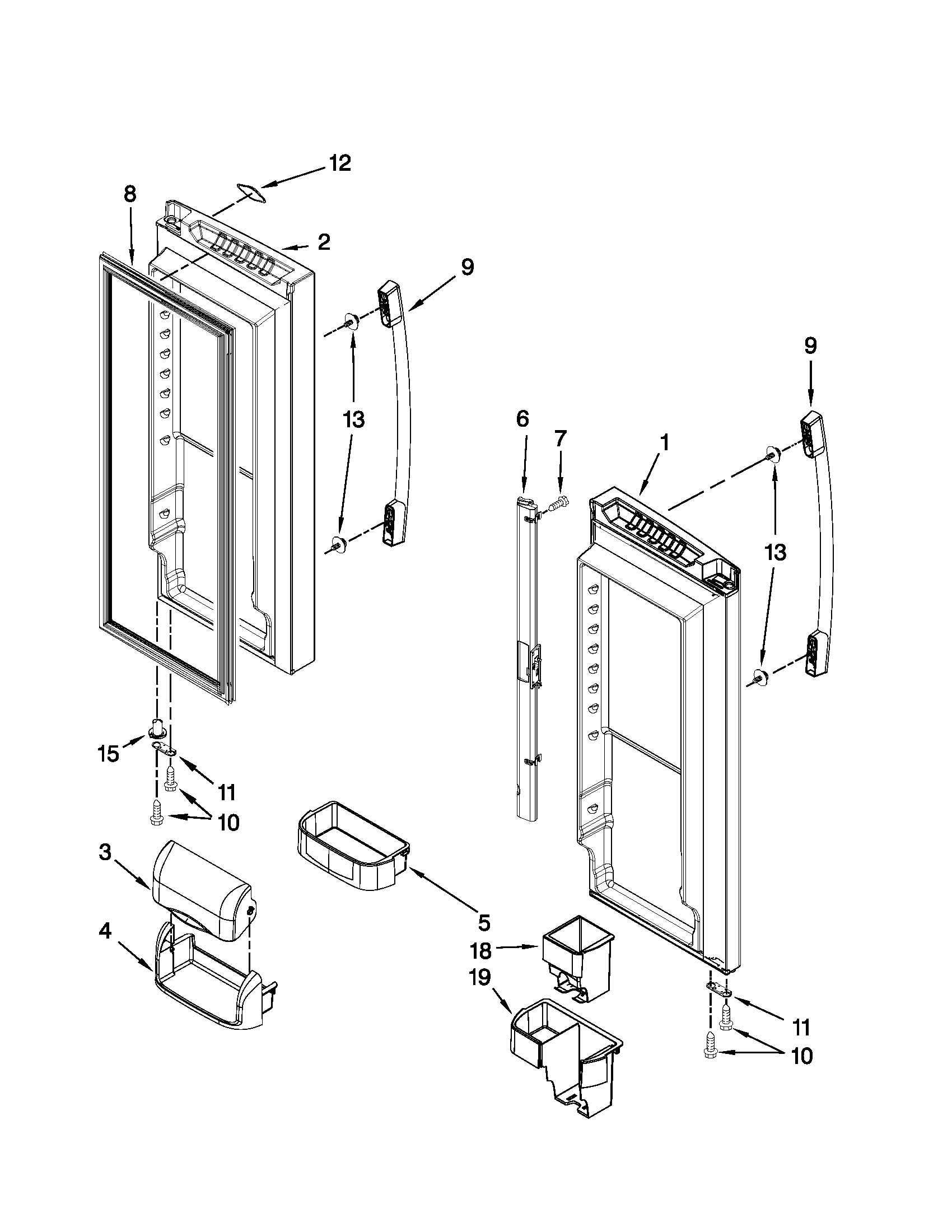 Whirlpool GX5FHDXVB06 refrigerator door parts diagram