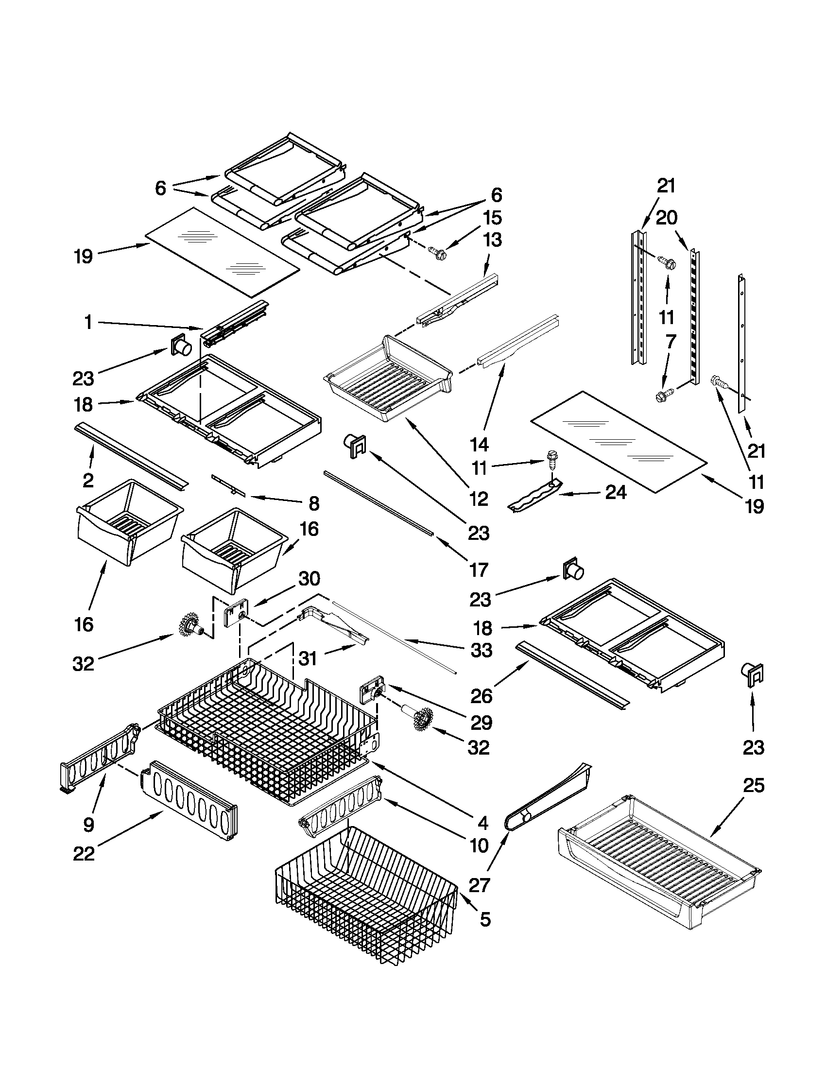 Whirlpool GX5FHDXVB06 shelf parts diagram