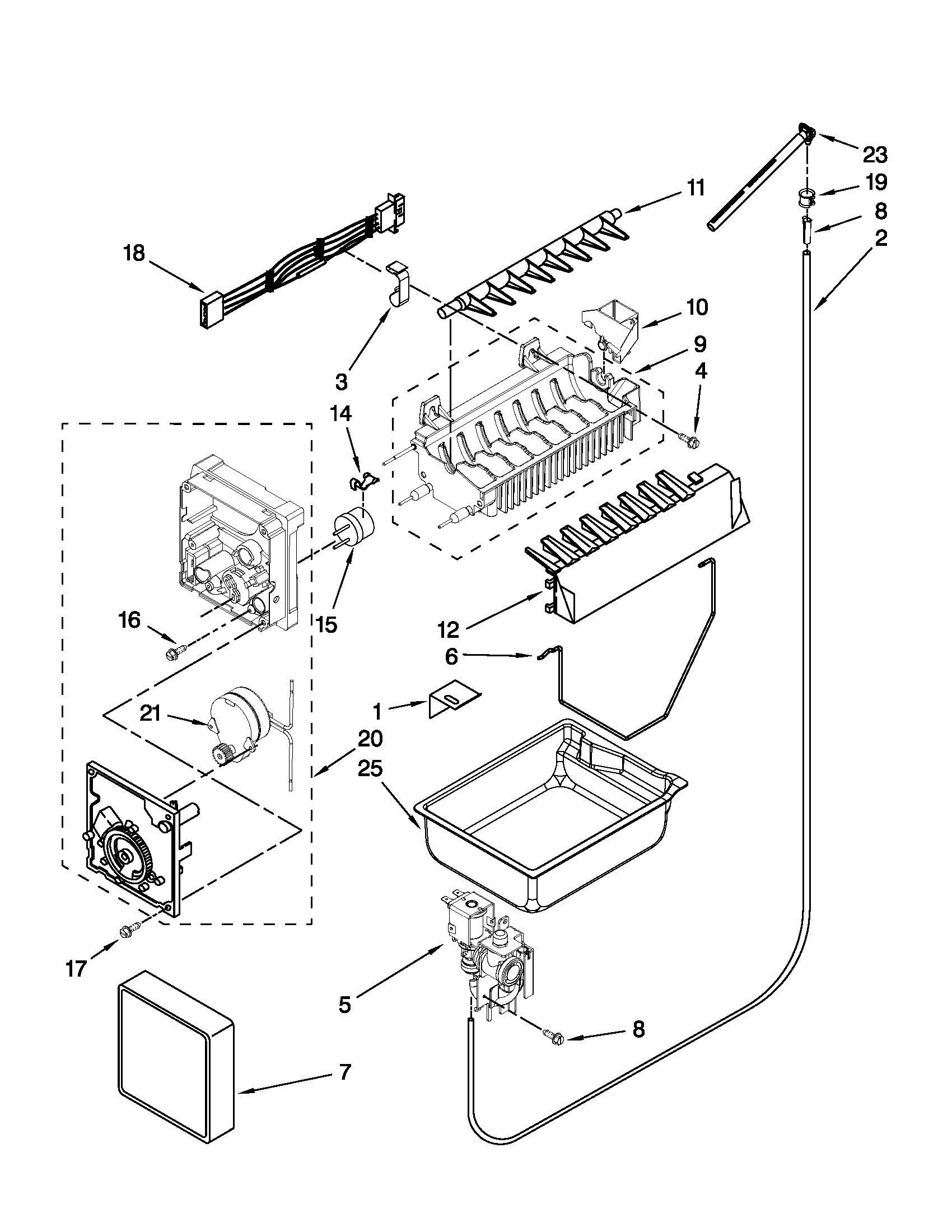 Whirlpool GX5FHDXVB06 icemaker parts diagram