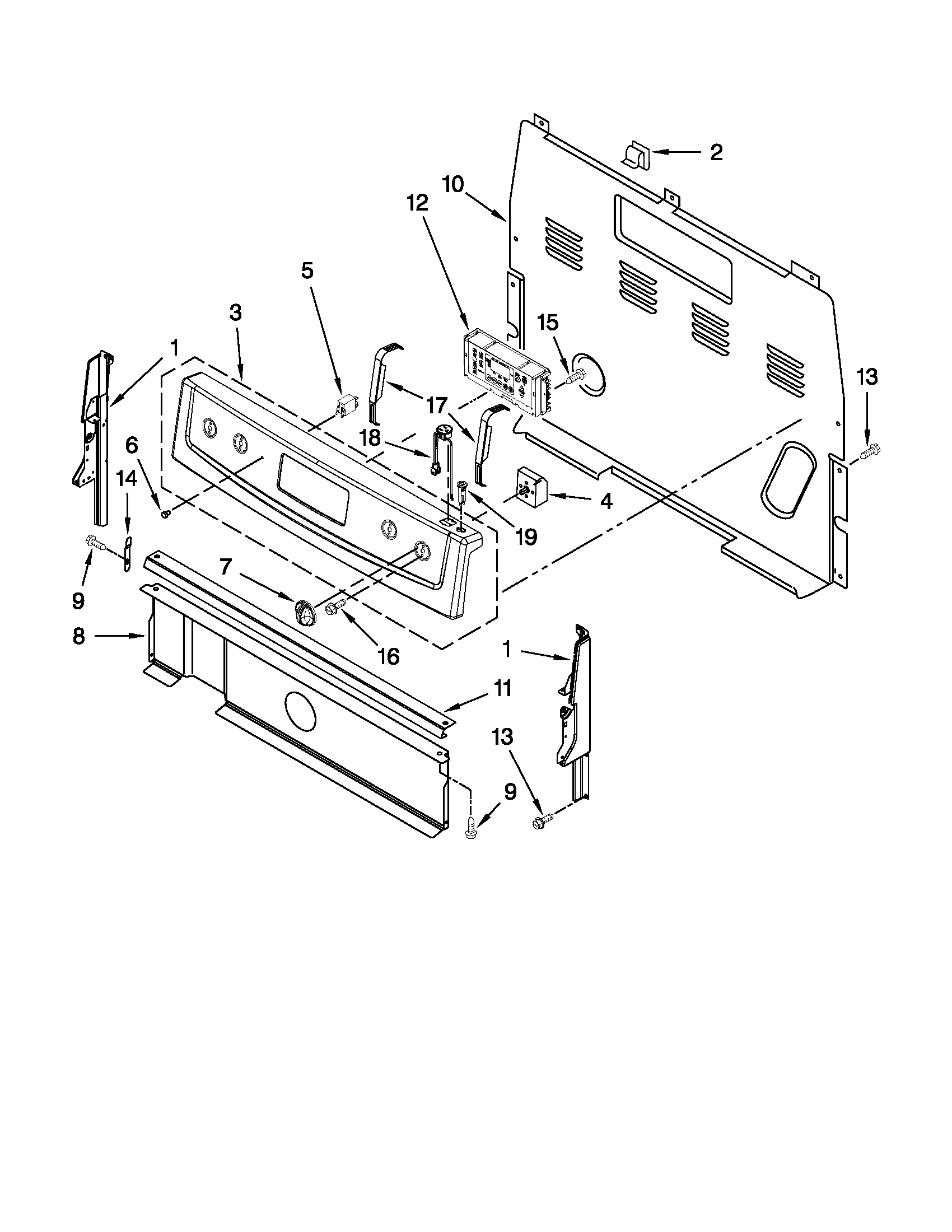 Amana AER5522VCS1 control panel parts diagram